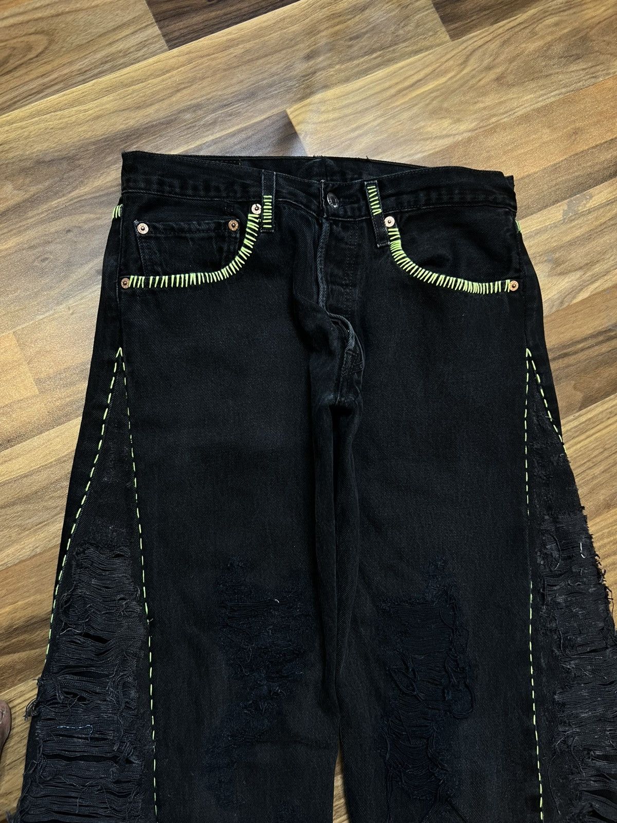 Levi's Reworked 1of1 levis crazy distressed denim Size US 32 / EU 48 - 5 Thumbnail