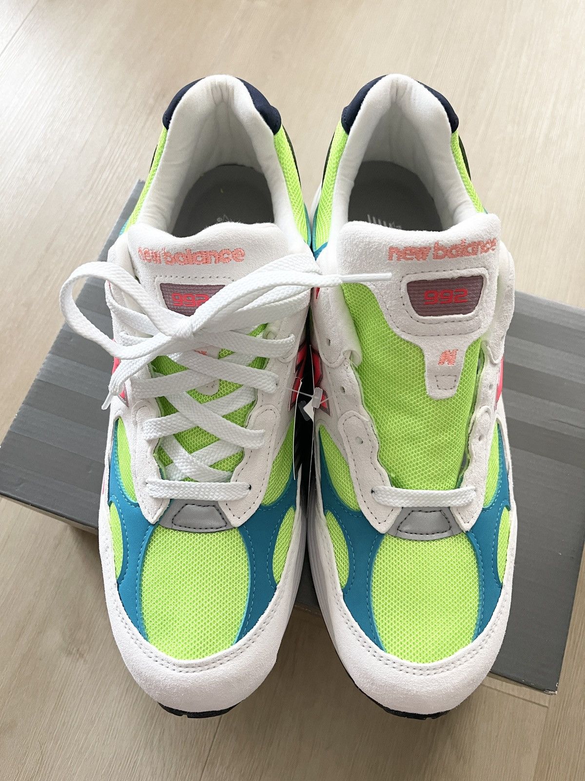 New Balance RARE! New Balance 992 Made in USA White Neon - Size 12 Size US 12 / EU 45 - 3 Thumbnail