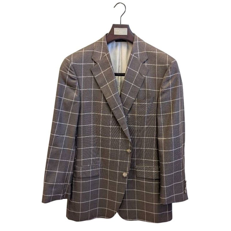 Samuelsohn Samuelsohn Earl Silk Camel Hair Windowpane Blazer 44L Size 44L - 10 Thumbnail