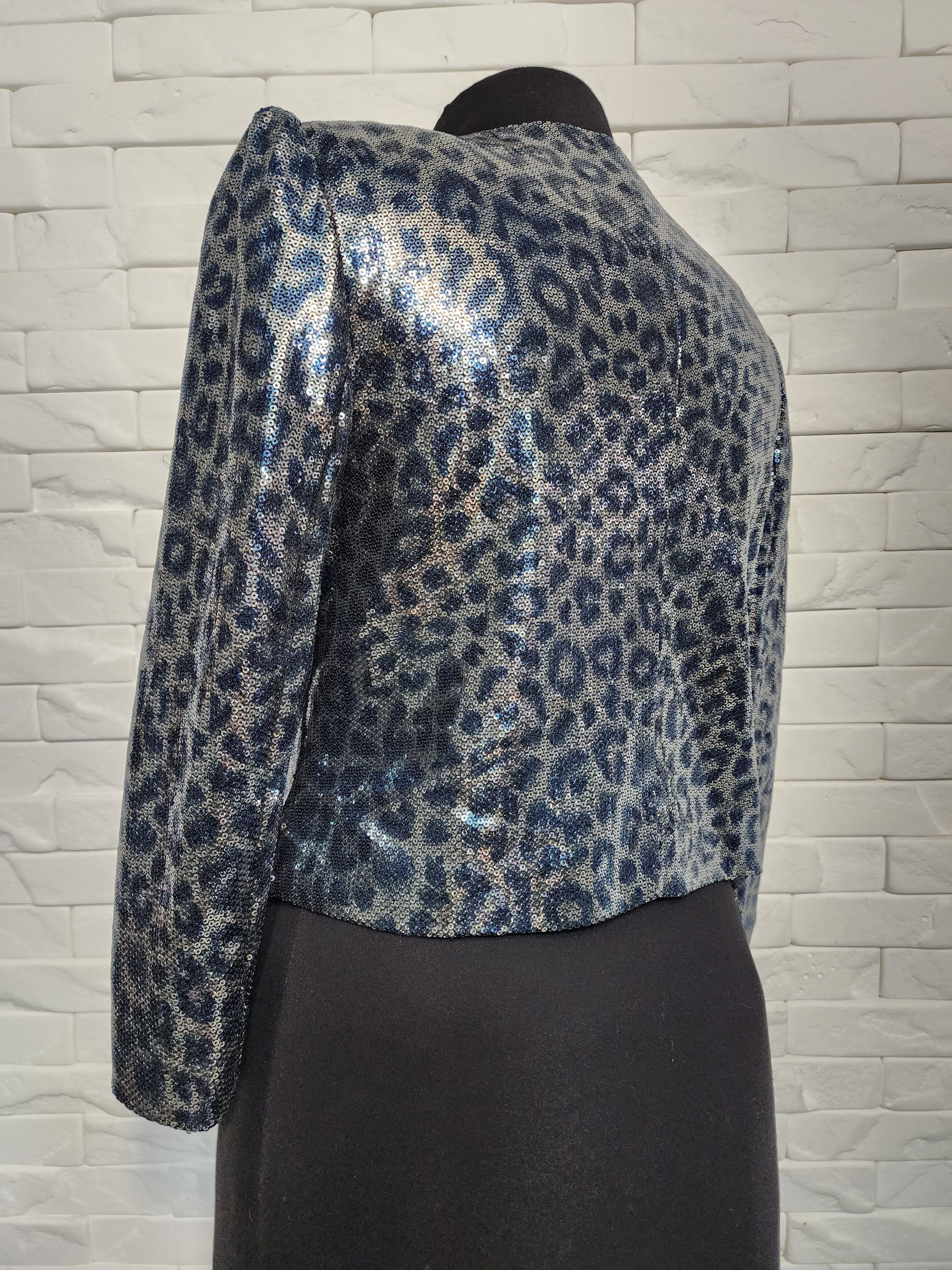 NEXT Silver-Blue Jacket With Sequins: Women's Blue Blazer Size M / US 6-8 / IT 42-44 - 5 Thumbnail