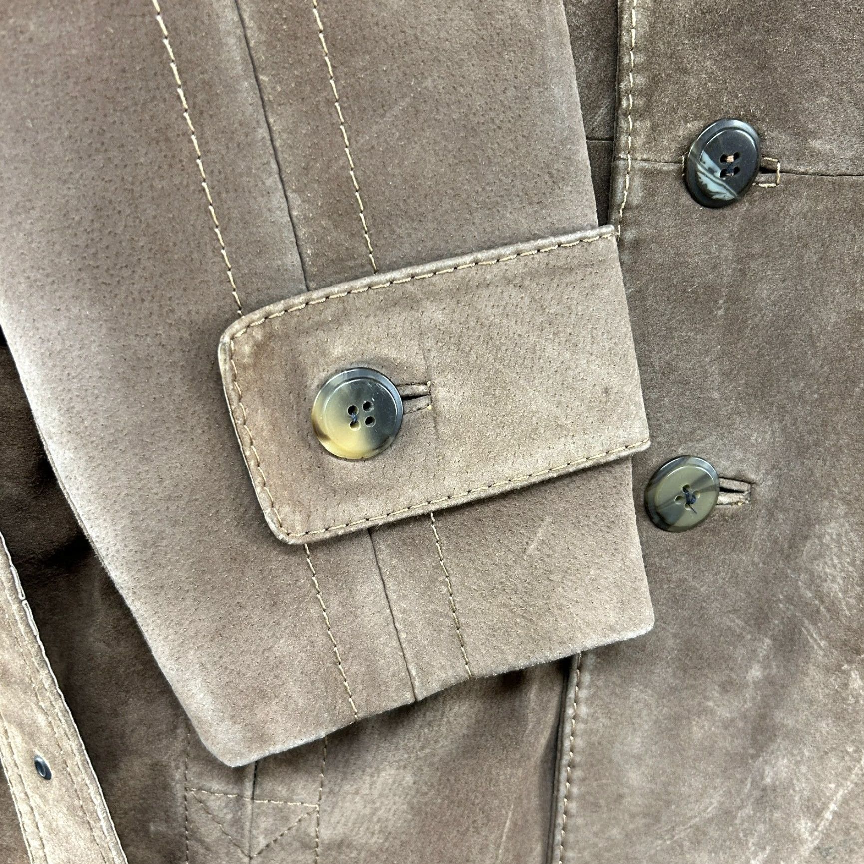Vintage VINTAGE Europe Craft Leather Coat Mens 40 Brown Coat Long Belted Suede 90s Overcoat Casual Mens Brown Leather Coat Size US XXS / EU 40 - 4 Thumbnail
