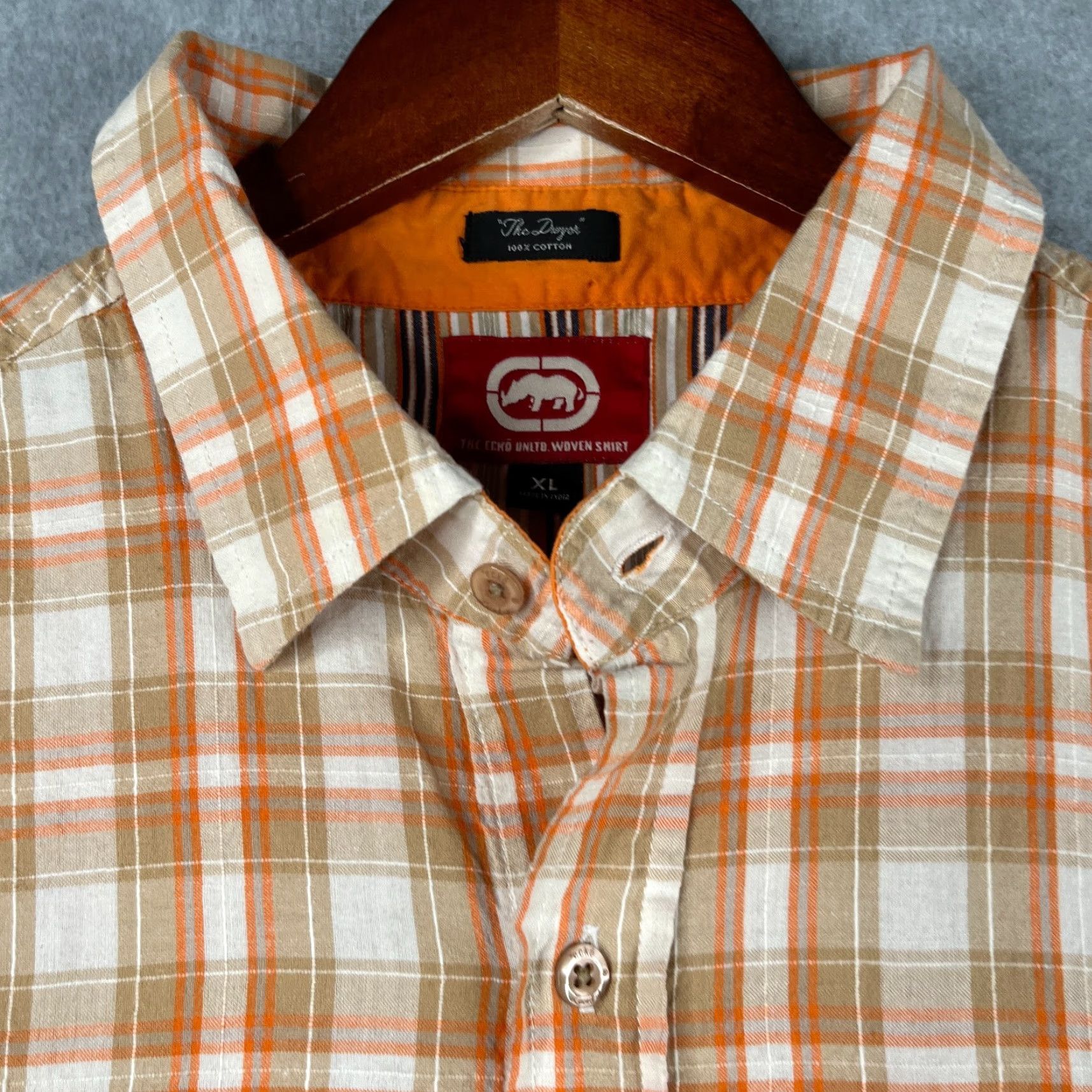 Ecko Unltd. Ecko Unltd Shirt XL Dwyer Orange Striped Button-Up Short Sleeve Mens Size US XL / EU 56 / 4 - 4 Thumbnail
