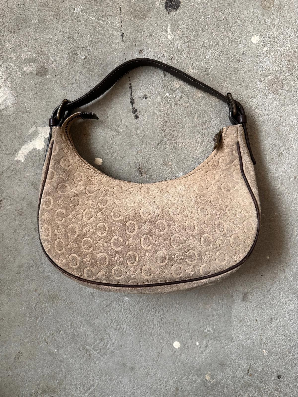 Celine Celine Macadam Suede Ava Shoulder Bag Beige Size ONE SIZE - 5 Thumbnail