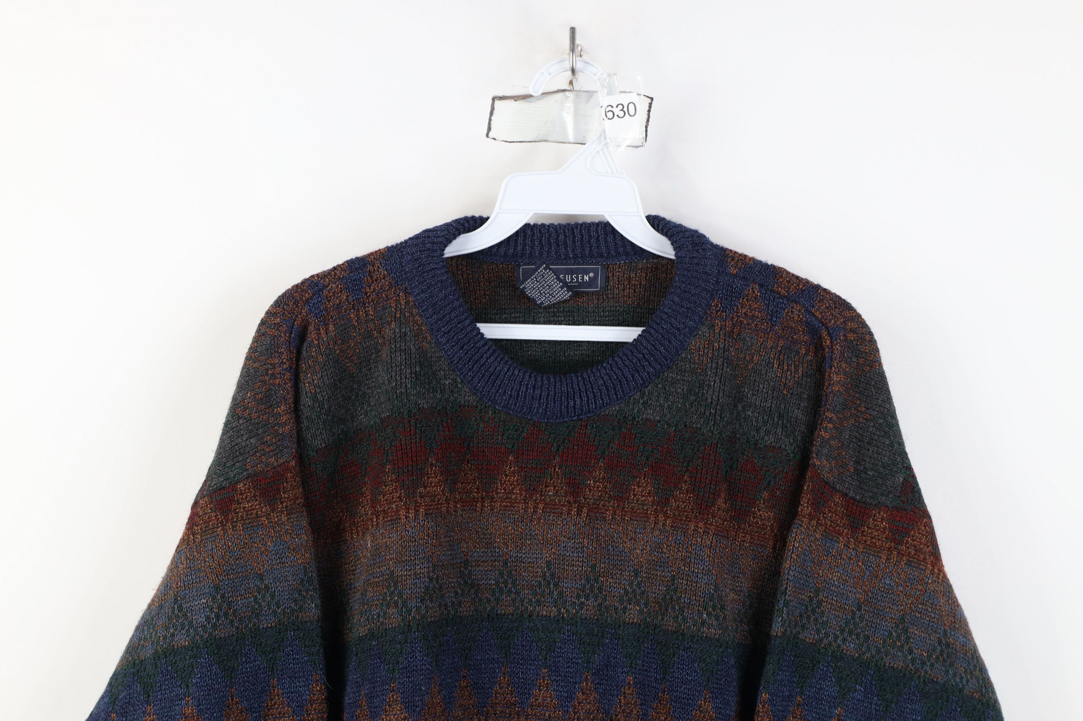Vintage Vintage 90s Coogi Style Rainbow Diamond Knit Sweater Size US M / EU 48-50 / 2 - 2 Thumbnail
