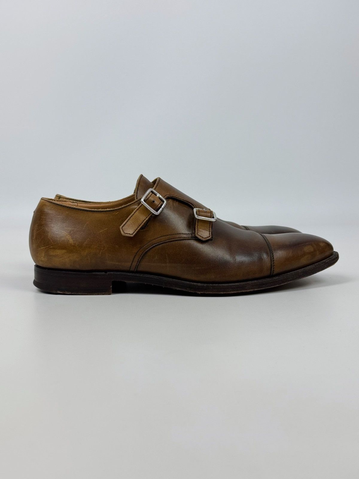 Crockett&Jones Lowndes Monk Leather Brown Shoes US8