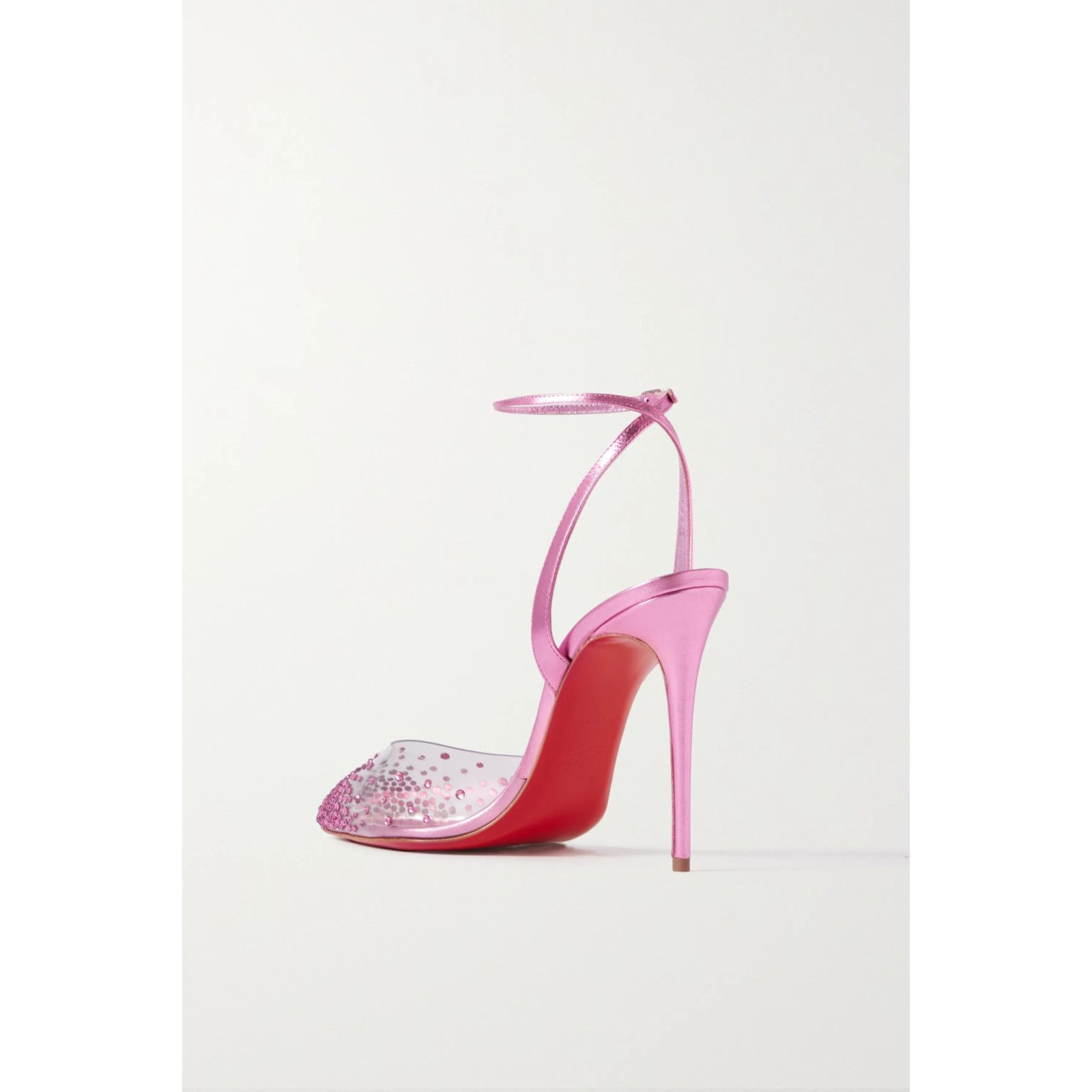 Christian Louboutin Spikaqueen 100 Pink PVC Ankle Strap Sandal Heel Pump 38.5 Size US 8.5 / IT 38.5 - 10 Thumbnail