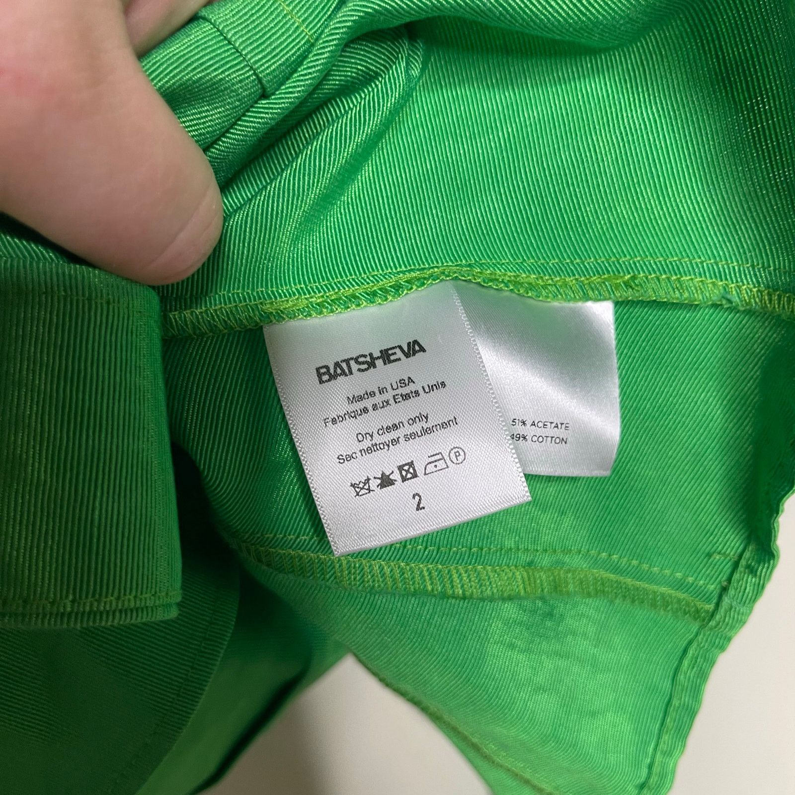 Batsheva Batsheva Song Green ruffled moiré pearly button blouse sz 2 Size XS / US 0-2 / IT 36-38 - 4 Thumbnail