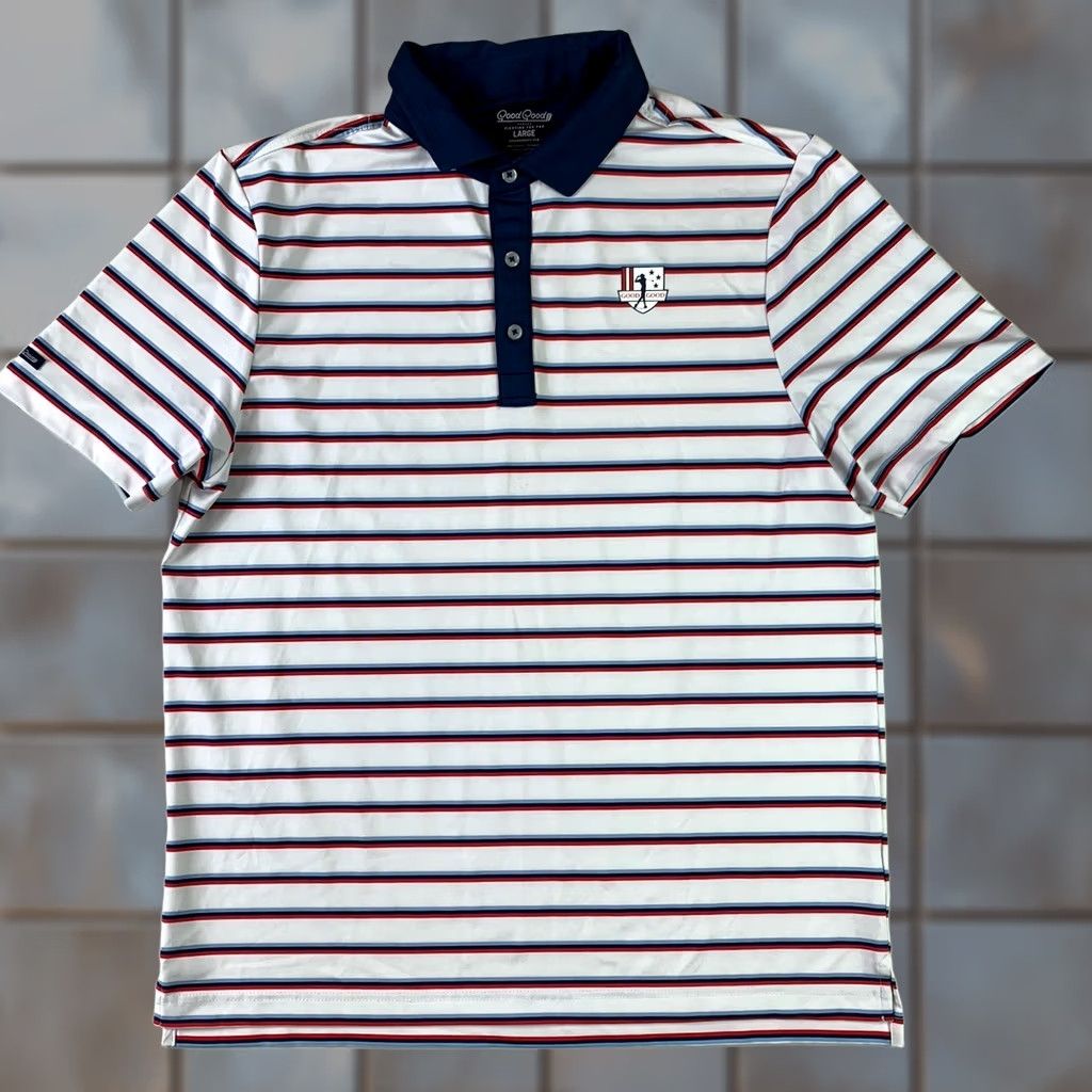 Vintage Good Good Golf Polo Shirt Men Large Red Blue White Striped Short sleeve Size US L / EU 52-54 / 3 - 1 Thumbnail