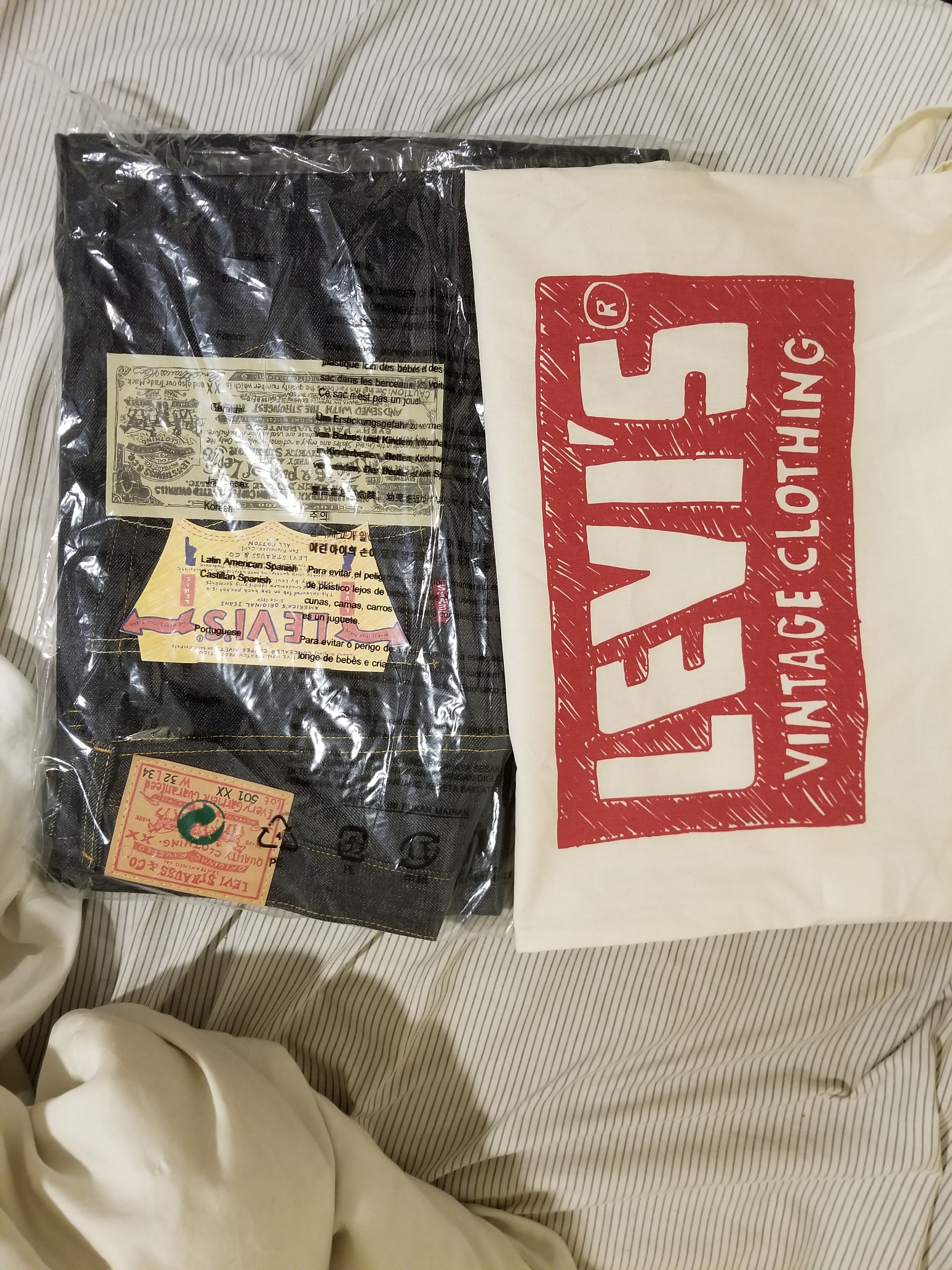 image of Levis Vintage Clothing 1955 501 Hand-Drawn 32X34 in Blue, Men's