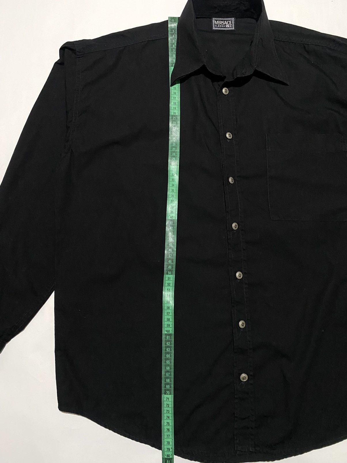 Designer × Versace × Vintage VINTAGE VERSACE CLASSIC V2 BLACK ON BLACK FORMAL SHIRT Size US XL / EU 56 / 4 - 11 Thumbnail