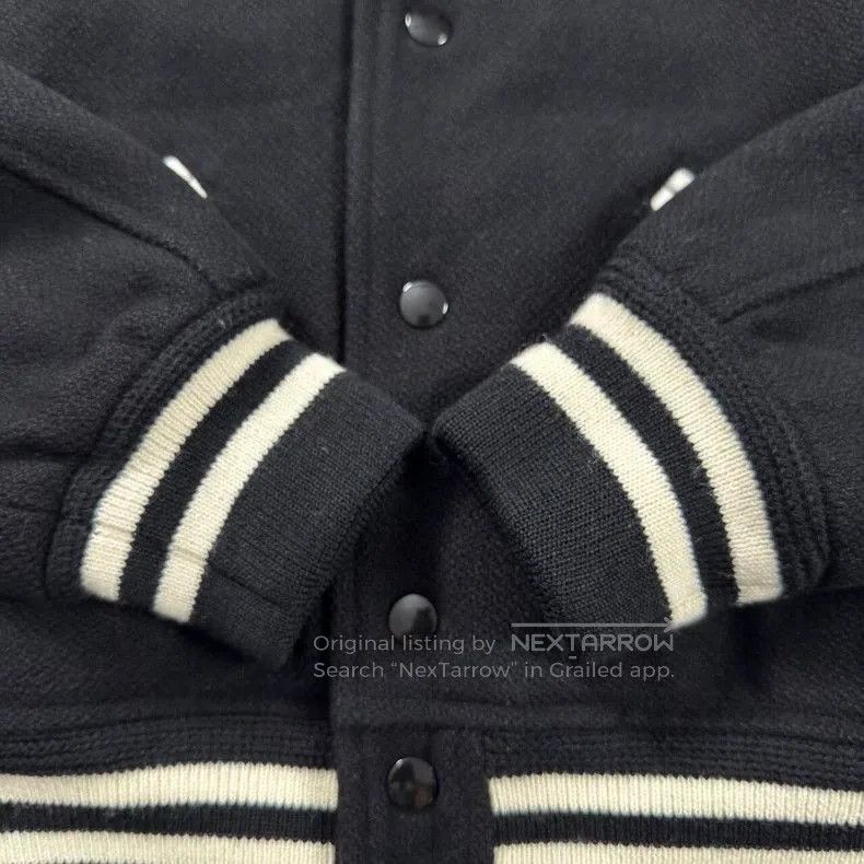 Saint Laurent Paris SLP Black Striped Varsity Jacket. Size US M / EU 48-50 / 2 - 3 Thumbnail