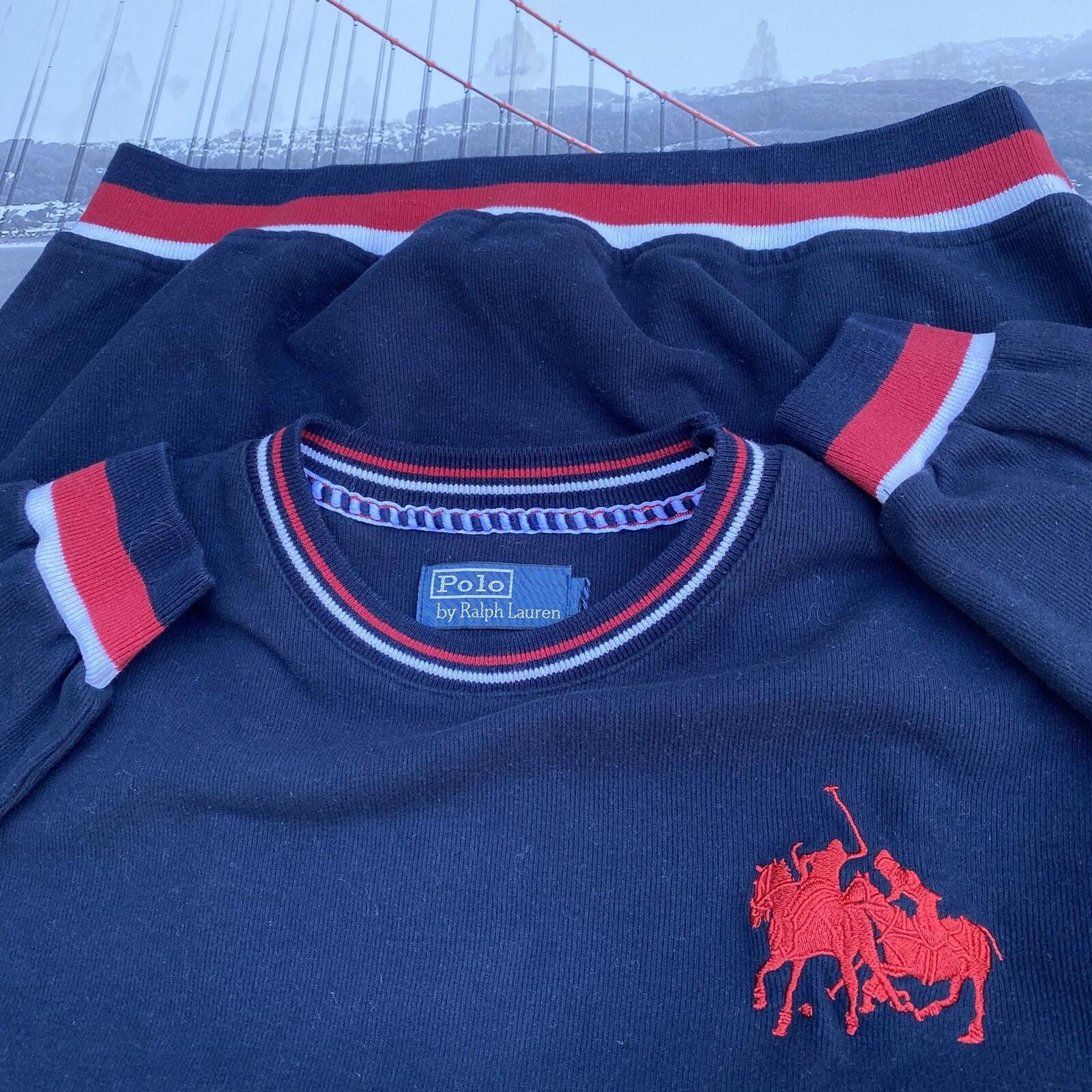 Polo Ralph Lauren VTG 90s Polo Ralph Lauren Blue Sweater Pony Mens M/L Striped Size US L / EU 52-54 / 3 - 4 Thumbnail
