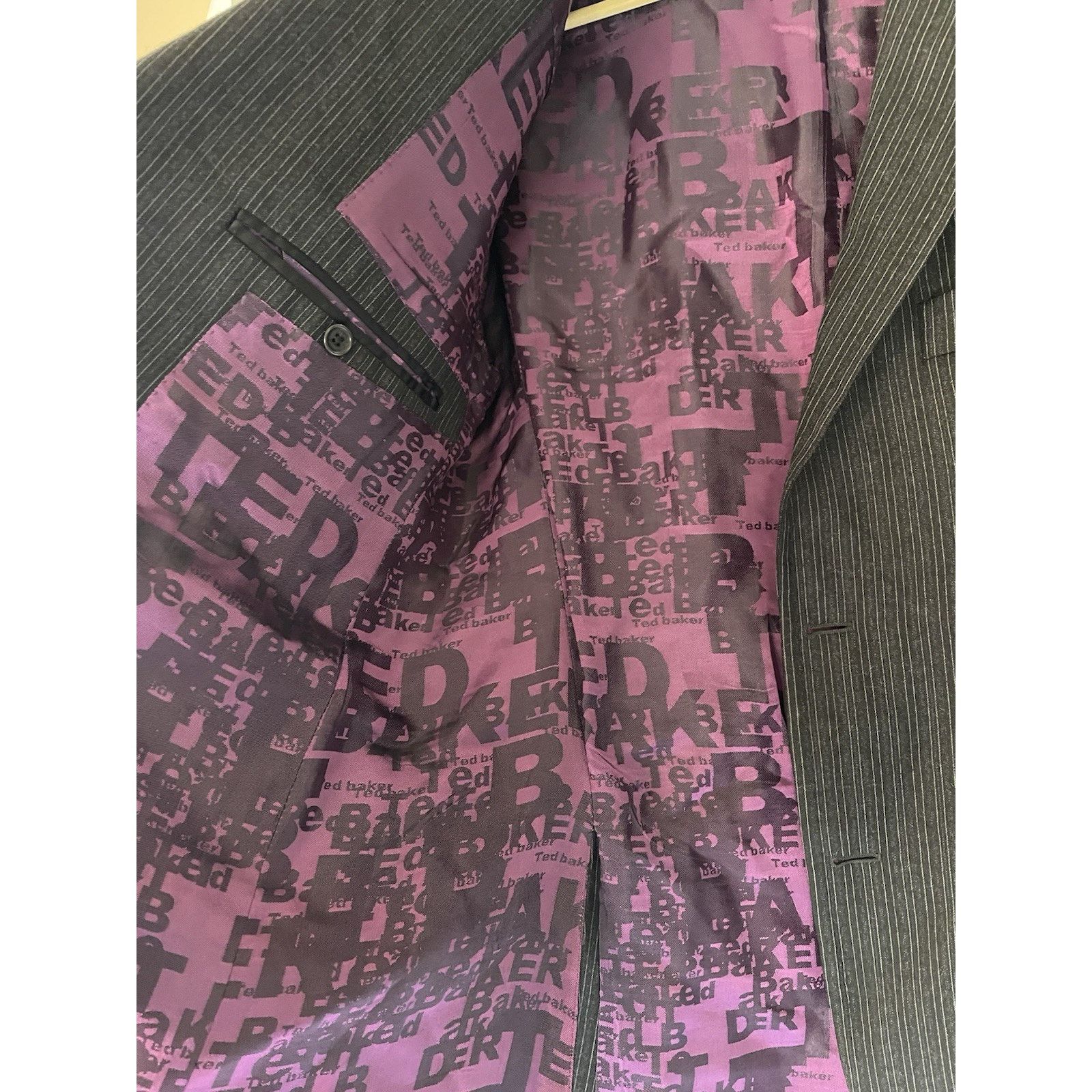 Ted Baker Ted Baker Mens Black Stripe Sport Coat 40R Italy 100% Wool Size 40R - 3 Thumbnail