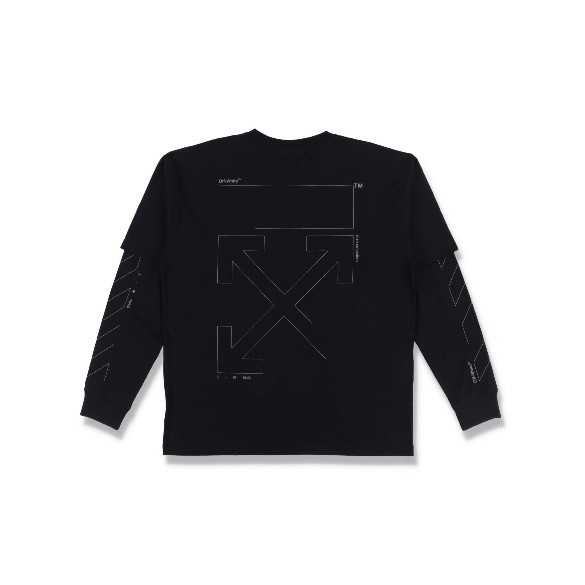Off-White Black Unfinished Reflective Arrows Long Sleeve T-Shirt Size US L / EU 52-54 / 3 - 1 Thumbnail
