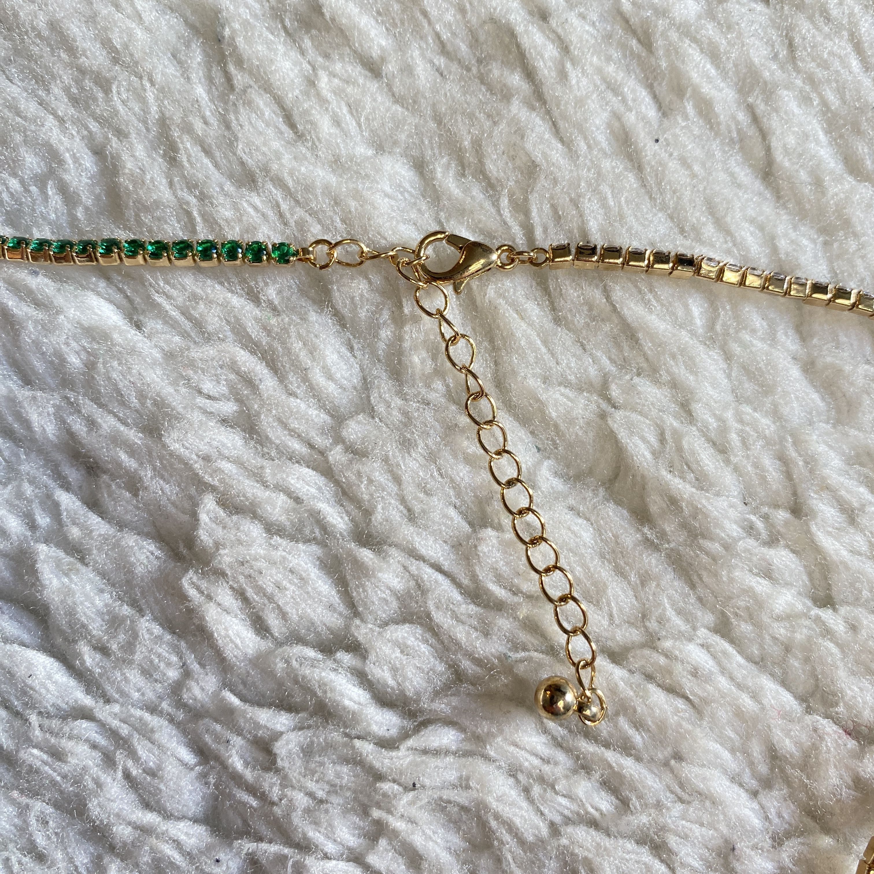 Forever 21 Forever 21 Green & Clear CZ Tennis Choker Necklace Size ONE SIZE - 6 Thumbnail