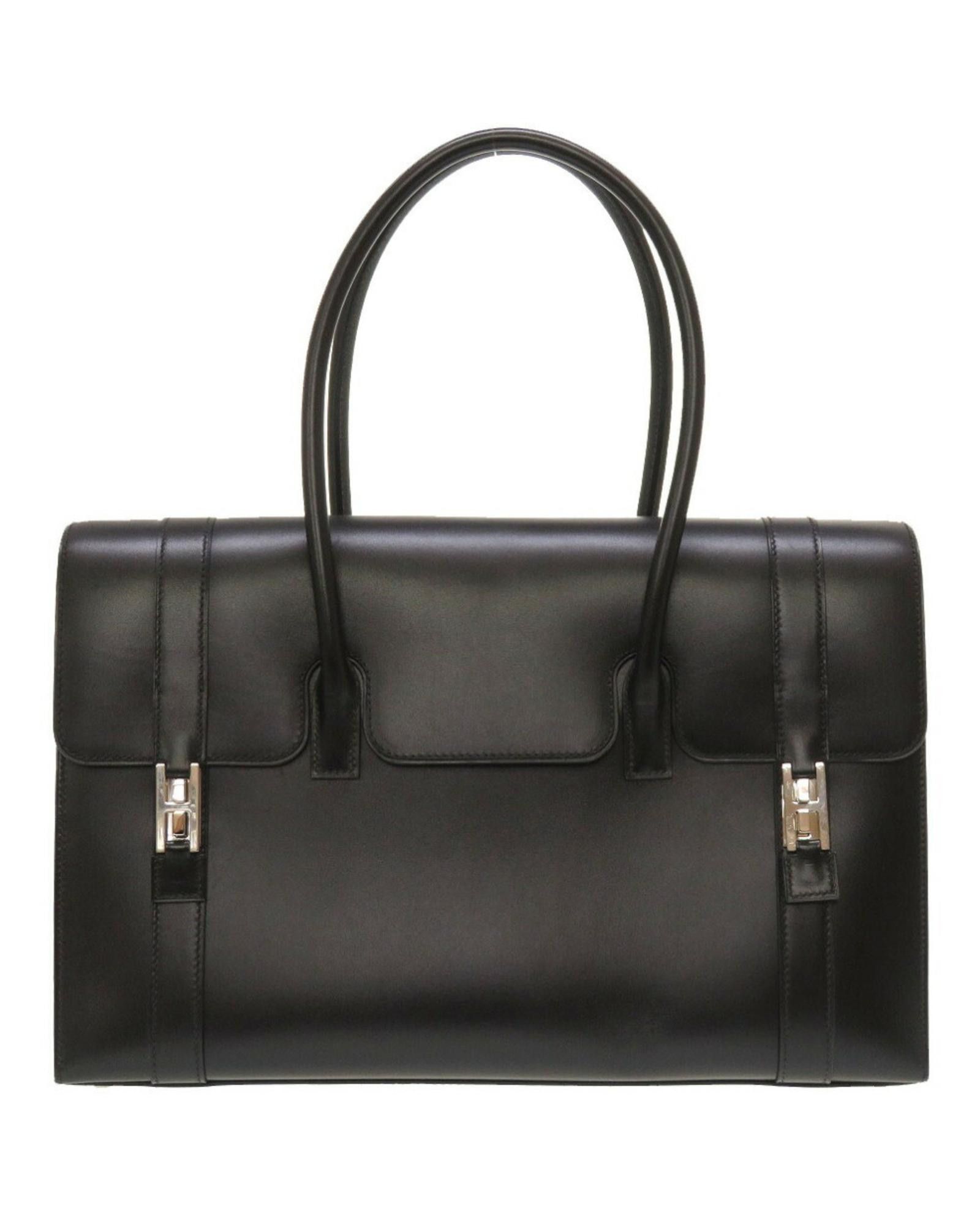 image of Hermes Drag Black Box Calf Leather Handbag, Women's