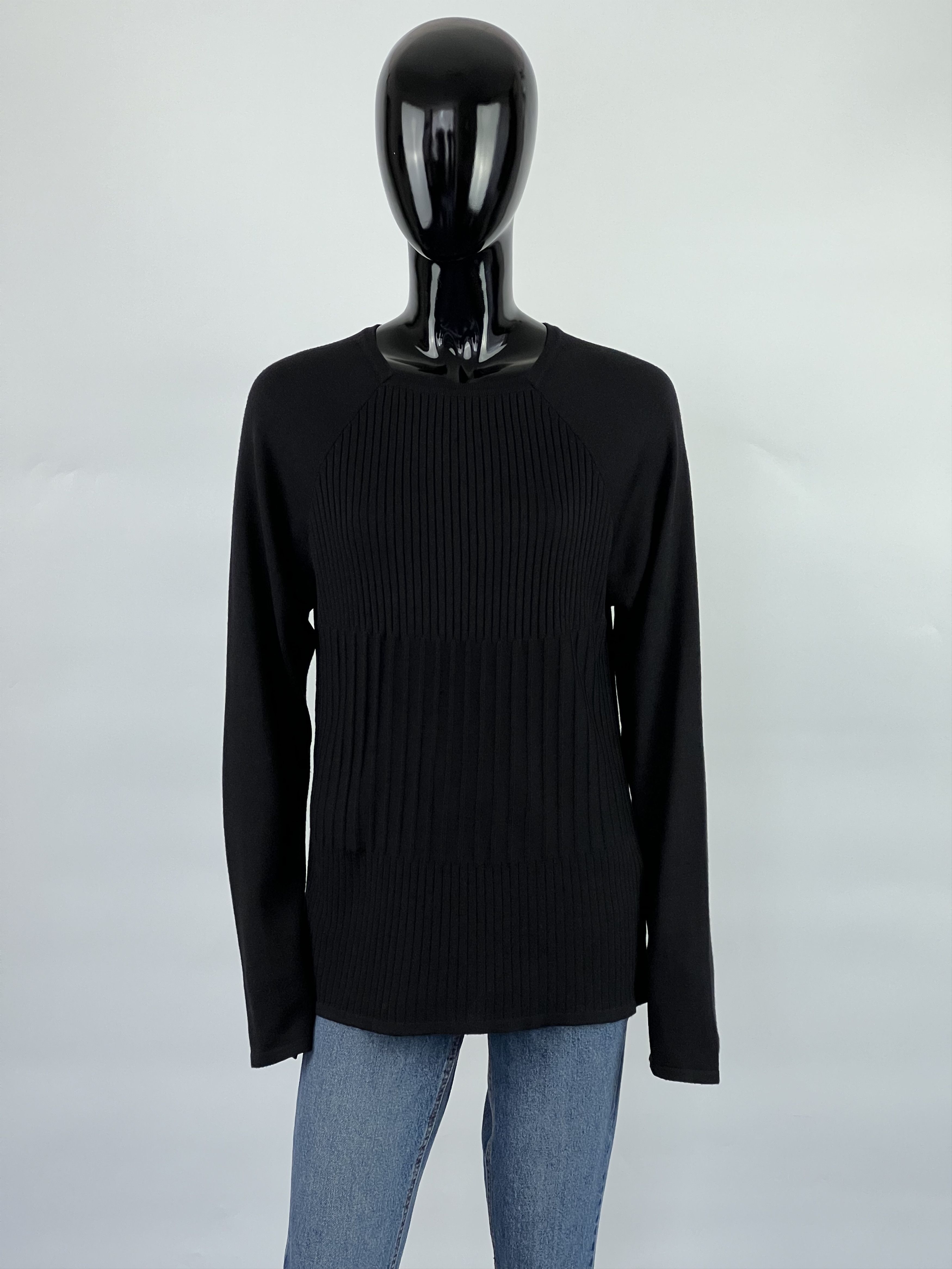 Just Cavalli × Roberto Cavalli Just Cavalli Black Ribbed Wool Sweater Size L Size L / US 10 / IT 46 - 1 Thumbnail
