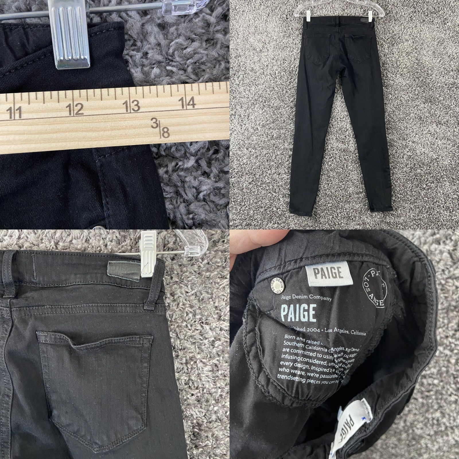 Paige PAIGE Women’s Skyline Skinny Jeans 28 Black Dark Wash Zippers Size 28" / US 6 / IT 42 - 8 Thumbnail