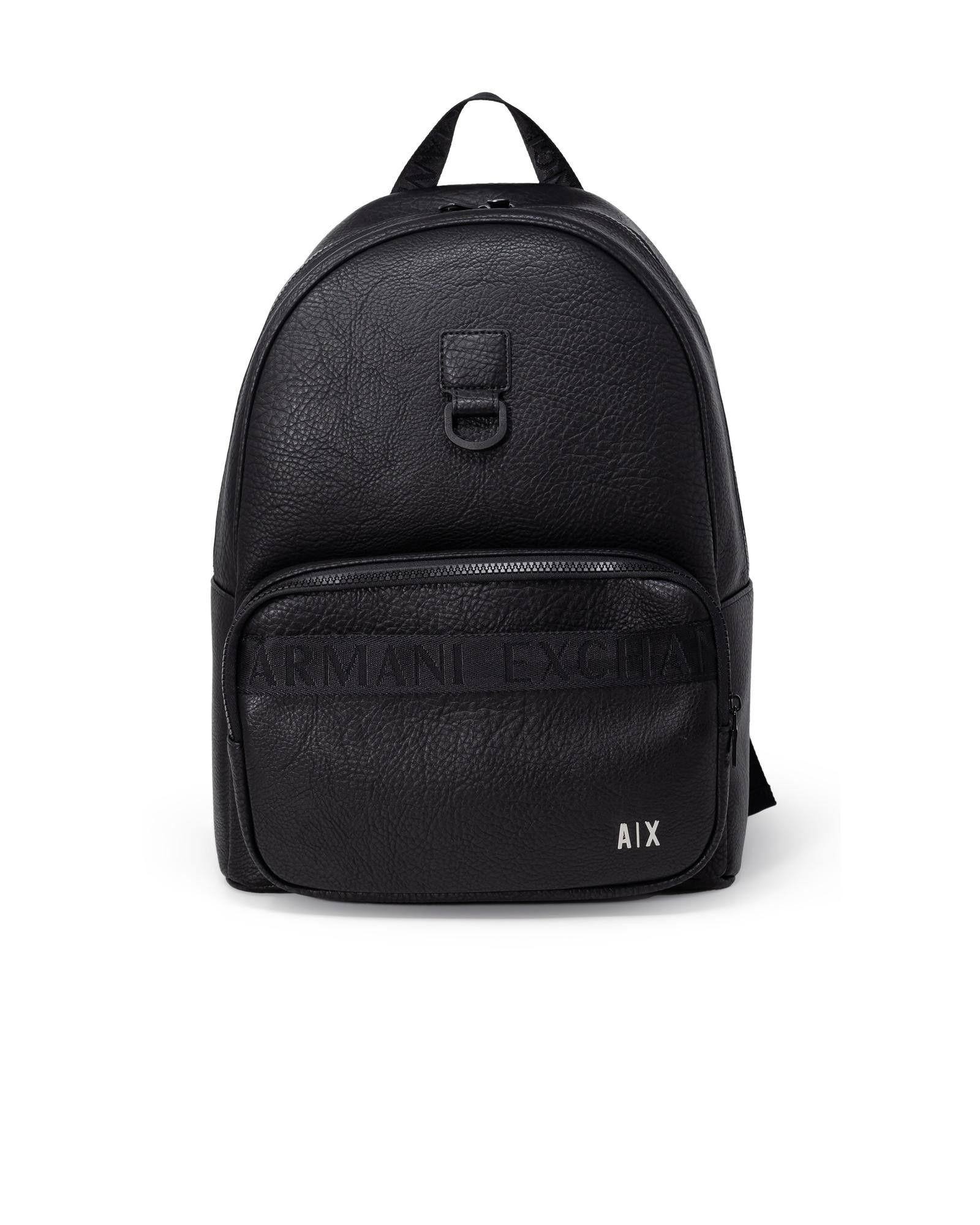 image of Armani Exchange Plain Rucksack With Zip Pockets in Black, Men's