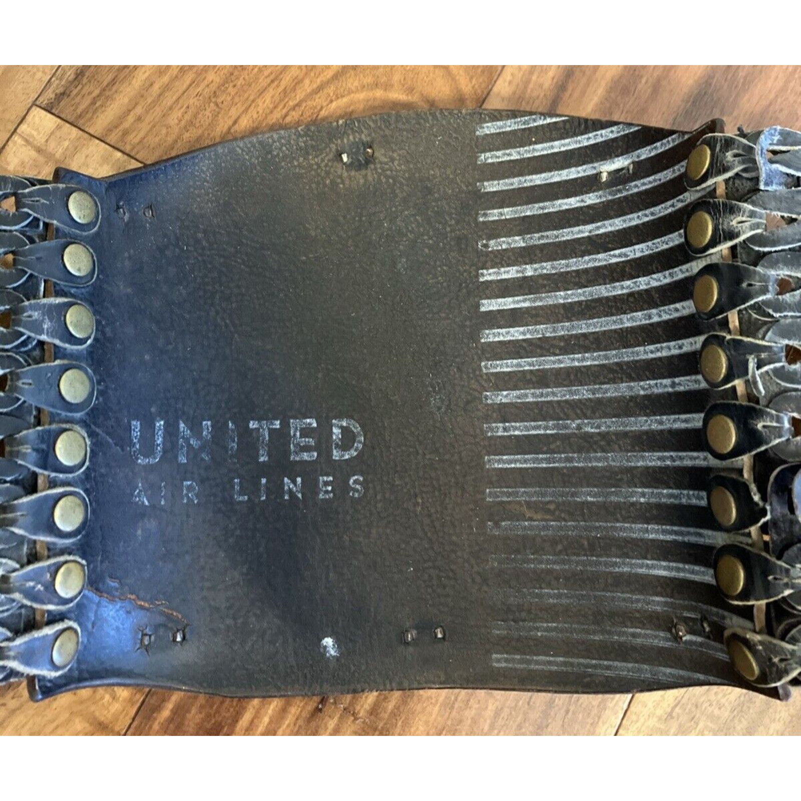 Other Vtg 1950s UNITED AIRLINES Leather Kidney Black Belt Aviator Size ONE SIZE - 3 Thumbnail