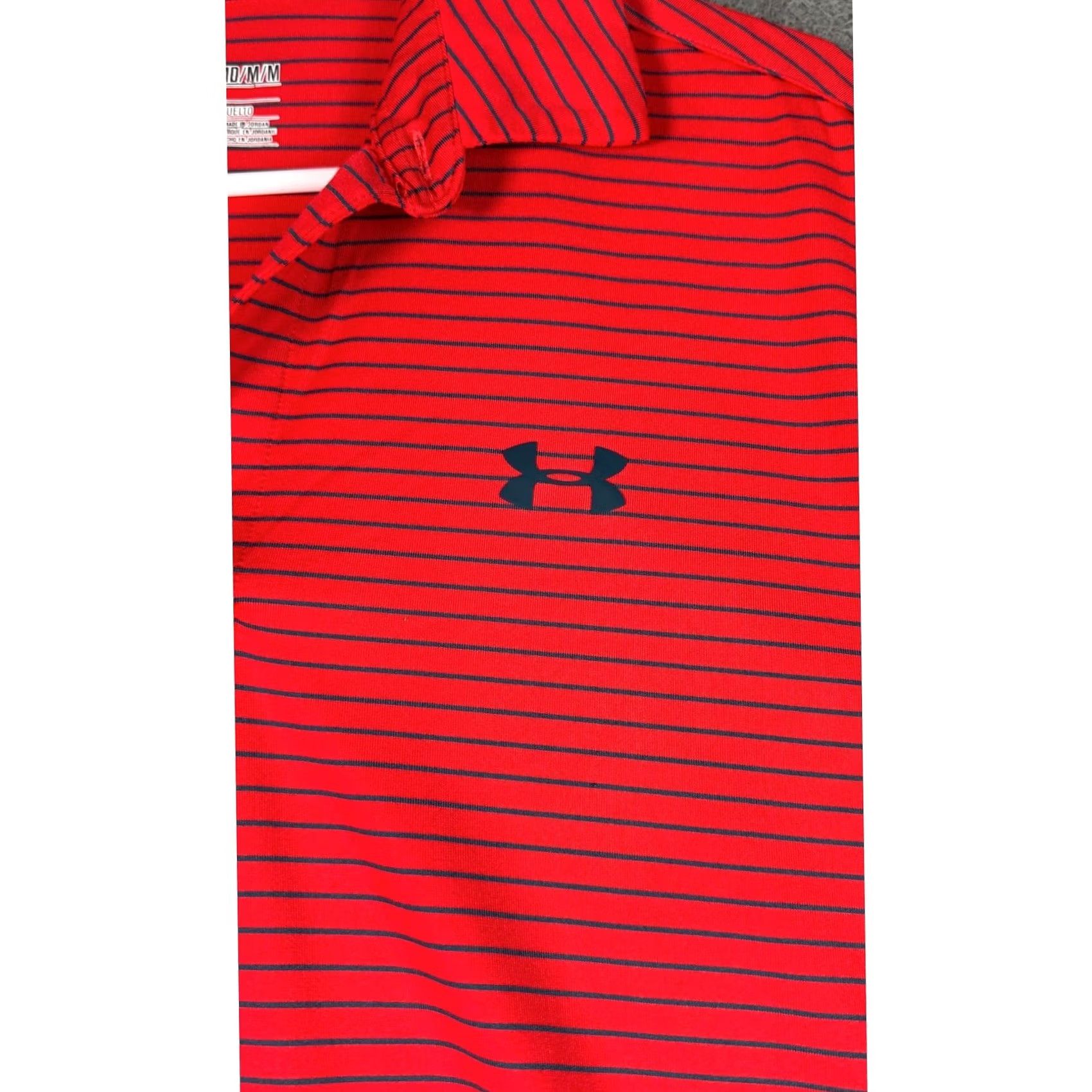 Under Armour Under Armour HeatGear Polo Shirt Golf Athletic Red Mens Medium Striped Size US M / EU 48-50 / 2 - 2 Thumbnail