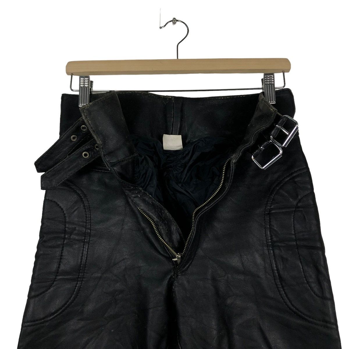 Genuine Leather 🔥VINTAGE LEATHER TROUSERS RACING PANTS SAFETY MOTOR CROSS Size US 30 / EU 46 - 9 Thumbnail