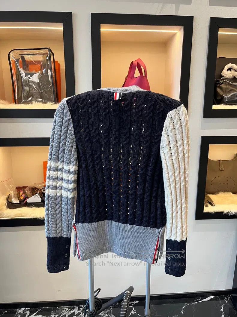 Thom Browne Thom Browne White, Gray, and Navy Three Color Plaid Stripe Size S / US 4 / IT 40 - 2 Thumbnail