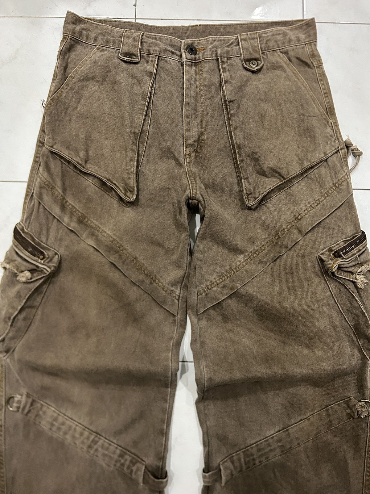 Japanese Brand Y2K Baggy Cargo KaKamer-ri Loose Style Size US 35 - 2 Thumbnail