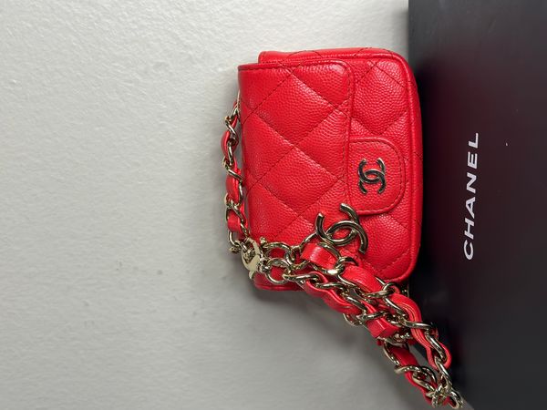 Chanel Classic Flap Charm Chain Belt Bag Quilted Caviar Mini