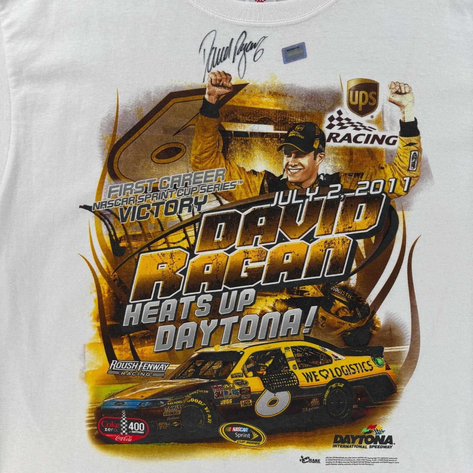 Anvil David Ragan #6 UPS Autographed T Shirt Men XL NWT Nascar Fir Size US XL / EU 56 / 4 - 3 Thumbnail