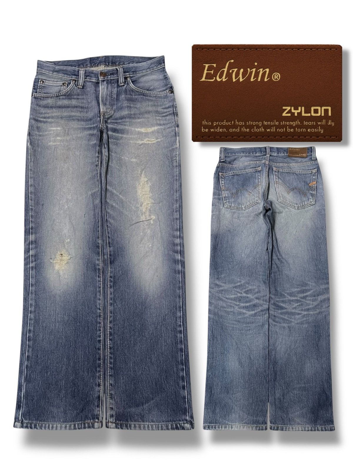 Edwin Vintage Edwin 503 Zylon - Faded Wash, Distressed Denim Size US 32 / EU 48 - 1 Thumbnail
