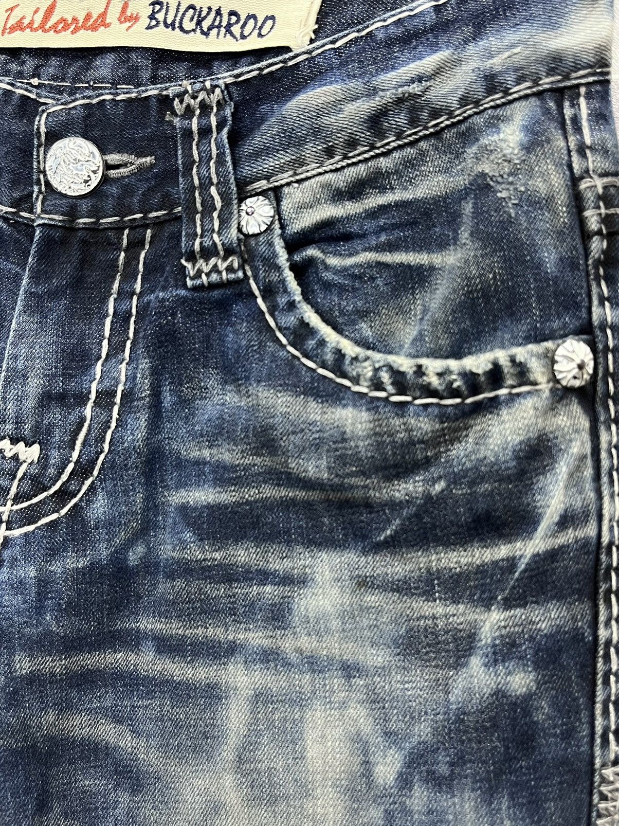 BUCKAROO SICK FLARE🔥Indigo Mudmax Bleachwash Big Stitching Denim Size US 29 - 8 Thumbnail