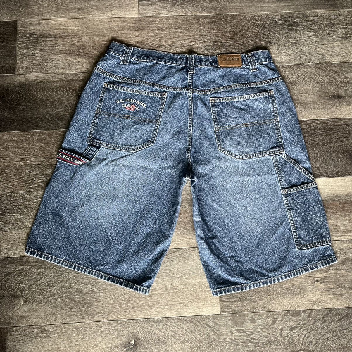 U.S. Polo Assn. Vintage 2000s US Polo Assn Flag Carpenter Denim Jean Shorts Size US 38 / EU 54 - 1 Thumbnail