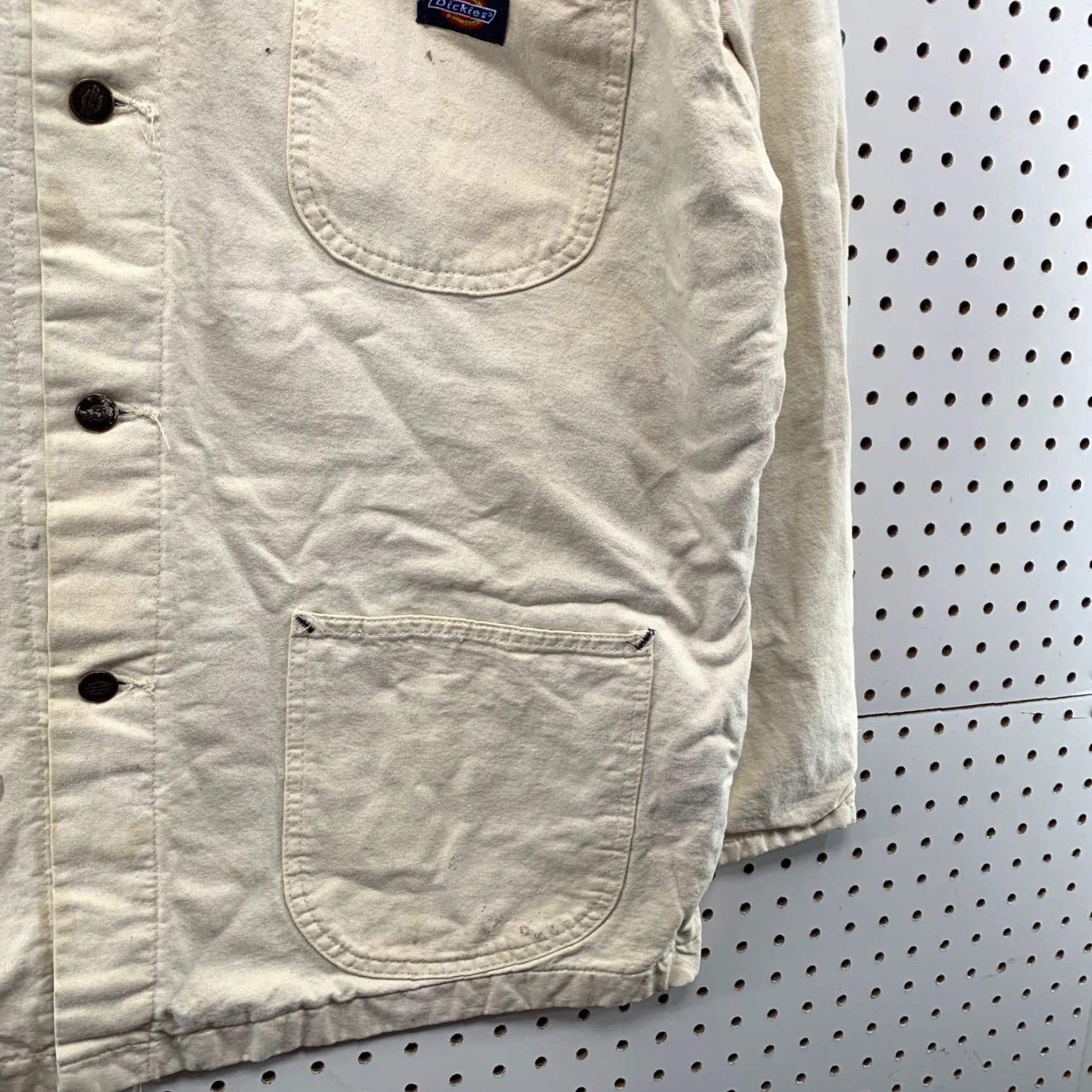 Dickies VINTAGE Dickies Chore Coat Mens XL White Plaid Flannel Lined DIstressed Coat Size US XL / EU 56 / 4 - 7 Thumbnail