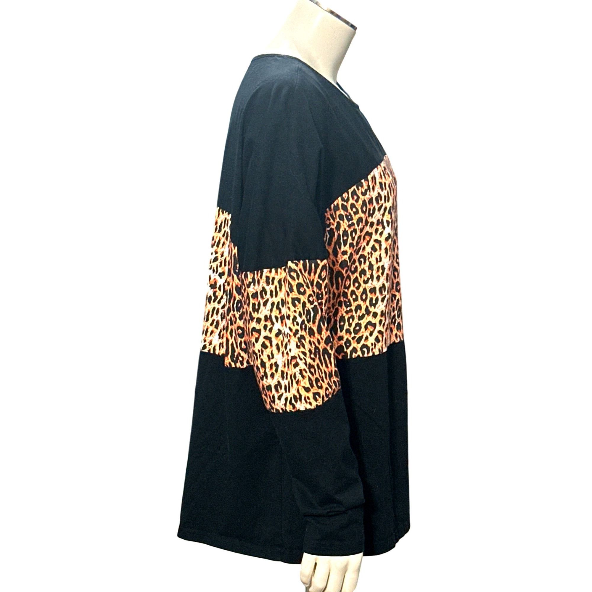 Other CCC Color Block Pullover Blouse Leopard Print Tunic Raglan L Size L / US 10 / IT 46 - 4 Thumbnail