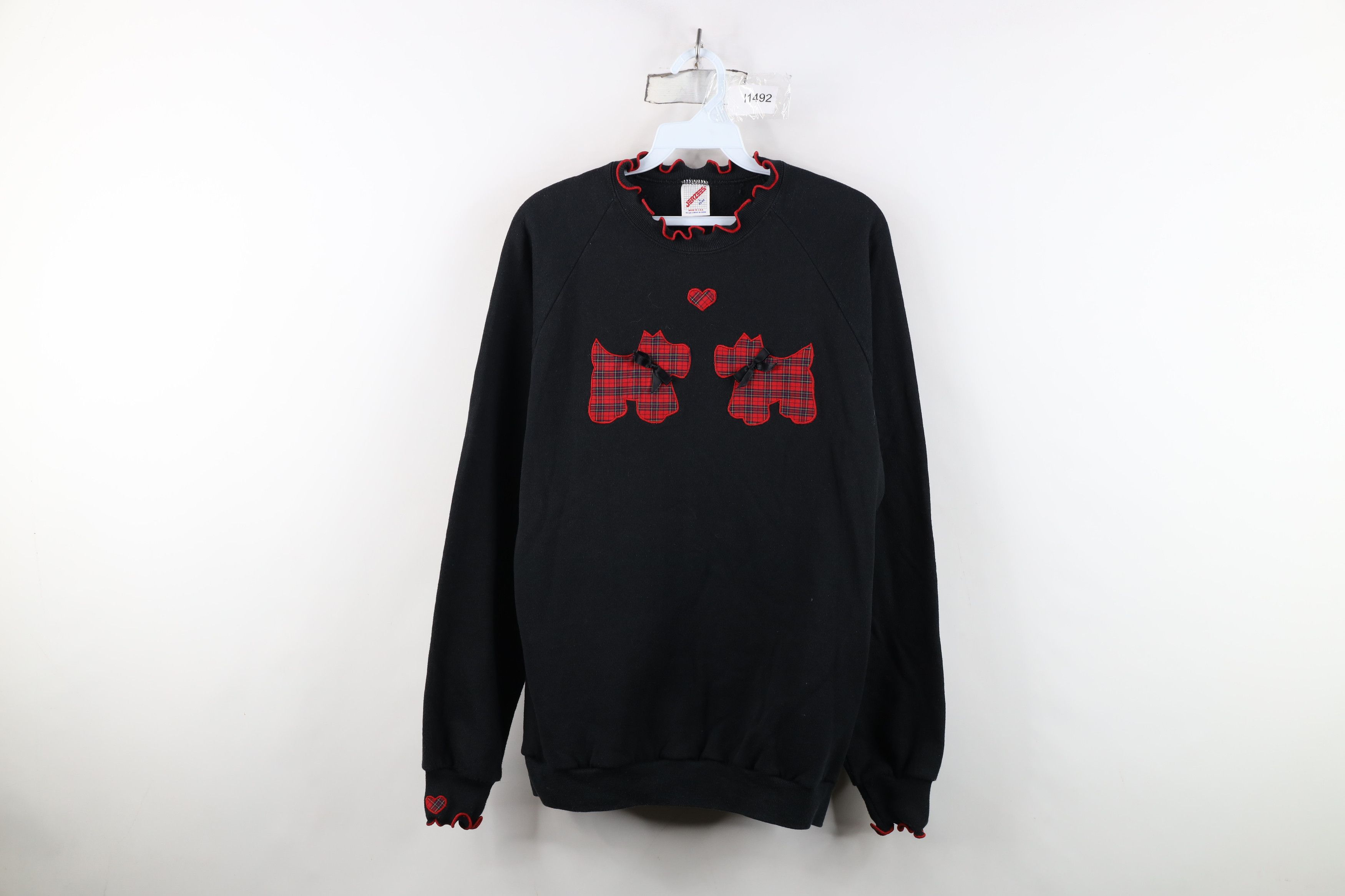 Vintage Vintage 90s Streetwear Terrier Dog Ruffled Sweatshirt USA Size L / US 10 / IT 46 - 1 Thumbnail