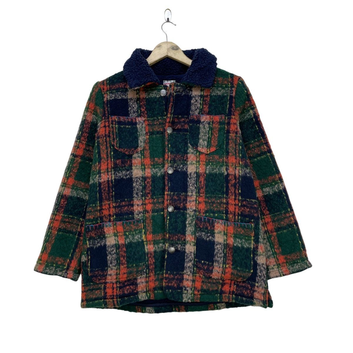 45rpm × Angel Blue × Japanese Brand 💥Vintage Titicaca Warm Colour Block Warm Jacket Size M / US 6-8 / IT 42-44 - 2 Thumbnail