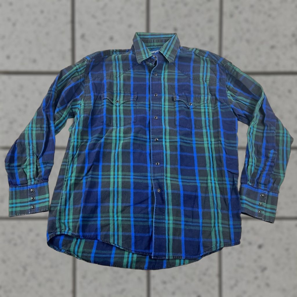 Wrangler VINTAGE Wrangler Button-Up Shirt Men L Blue Plaid Western Pearl Snap Long Sleeve Button-Up Shirt Mens Western L Blue Plaid Size US L / EU 52-54 / 3 - 1 Thumbnail
