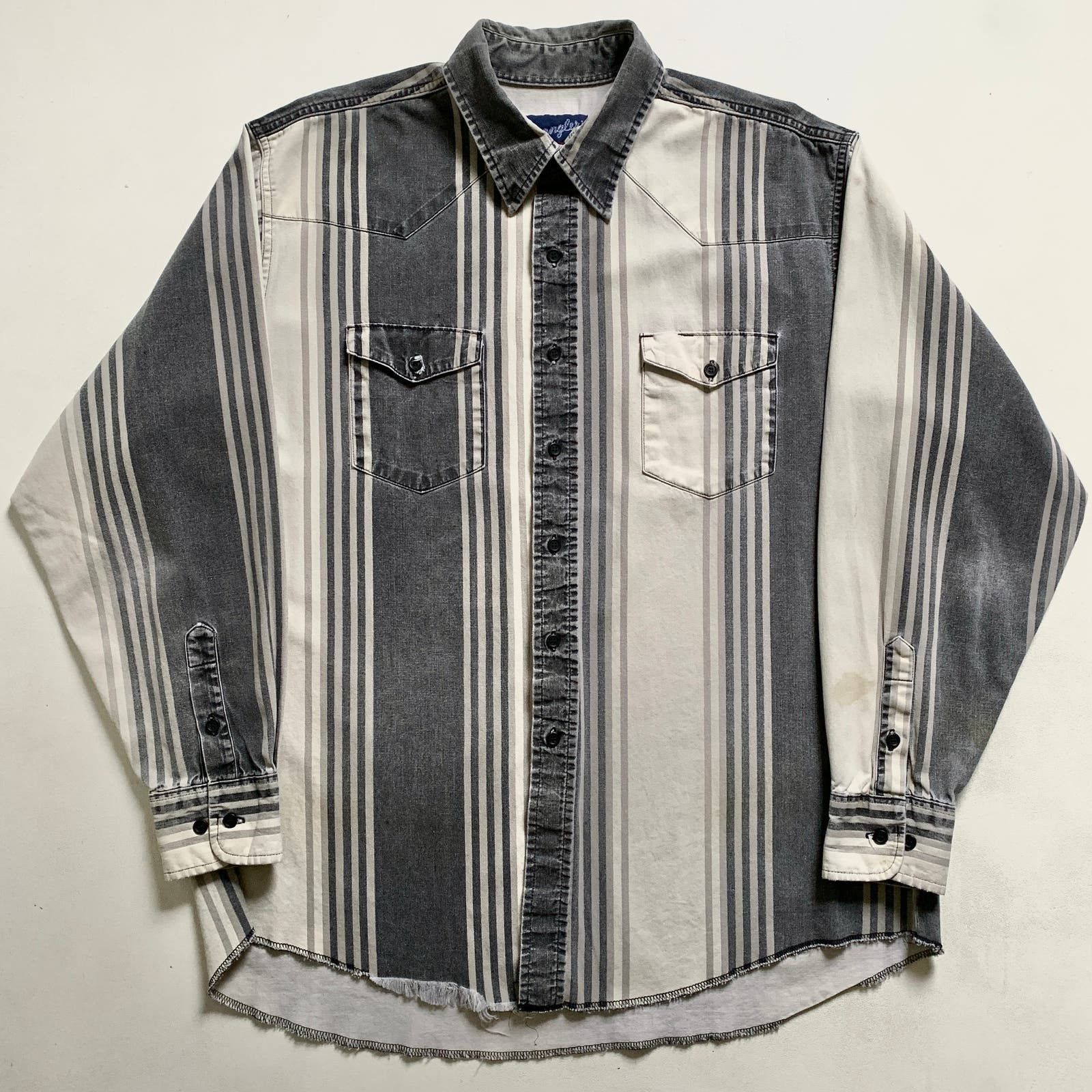 image of Vintage 90's Wrangler Brushpopper Heavy Striped Western Shirt, Men's (Size XL)