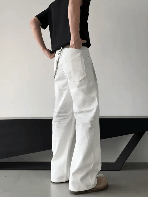 VIBE White Loose Wide Straight Leg Jeans Size US 32 / EU 48 - 5 Thumbnail