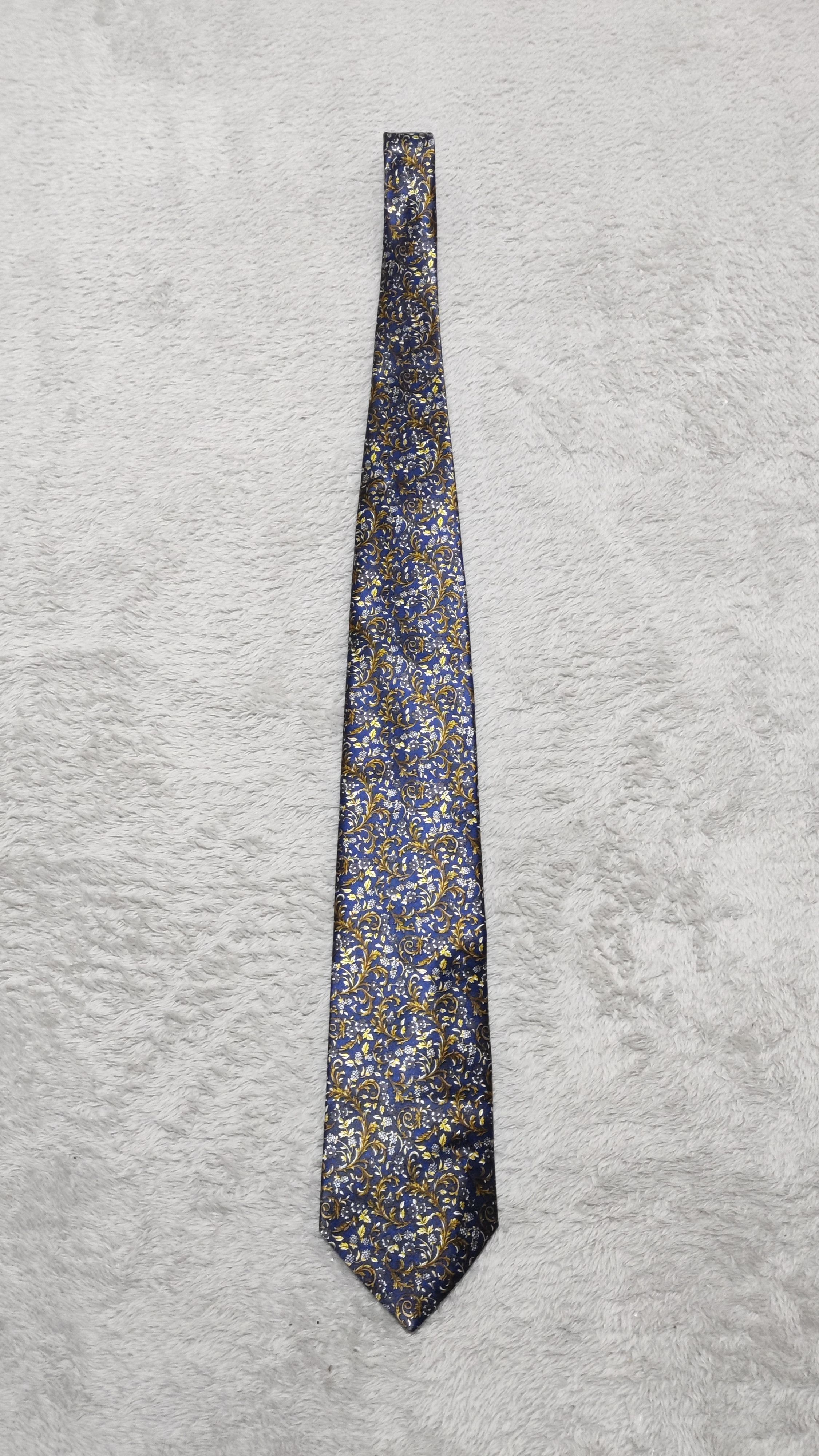 Yves Saint Laurent Yves Saint Laurent Metallic gold Floral Jacquard Silk Tie Size 28 - 1 Thumbnail
