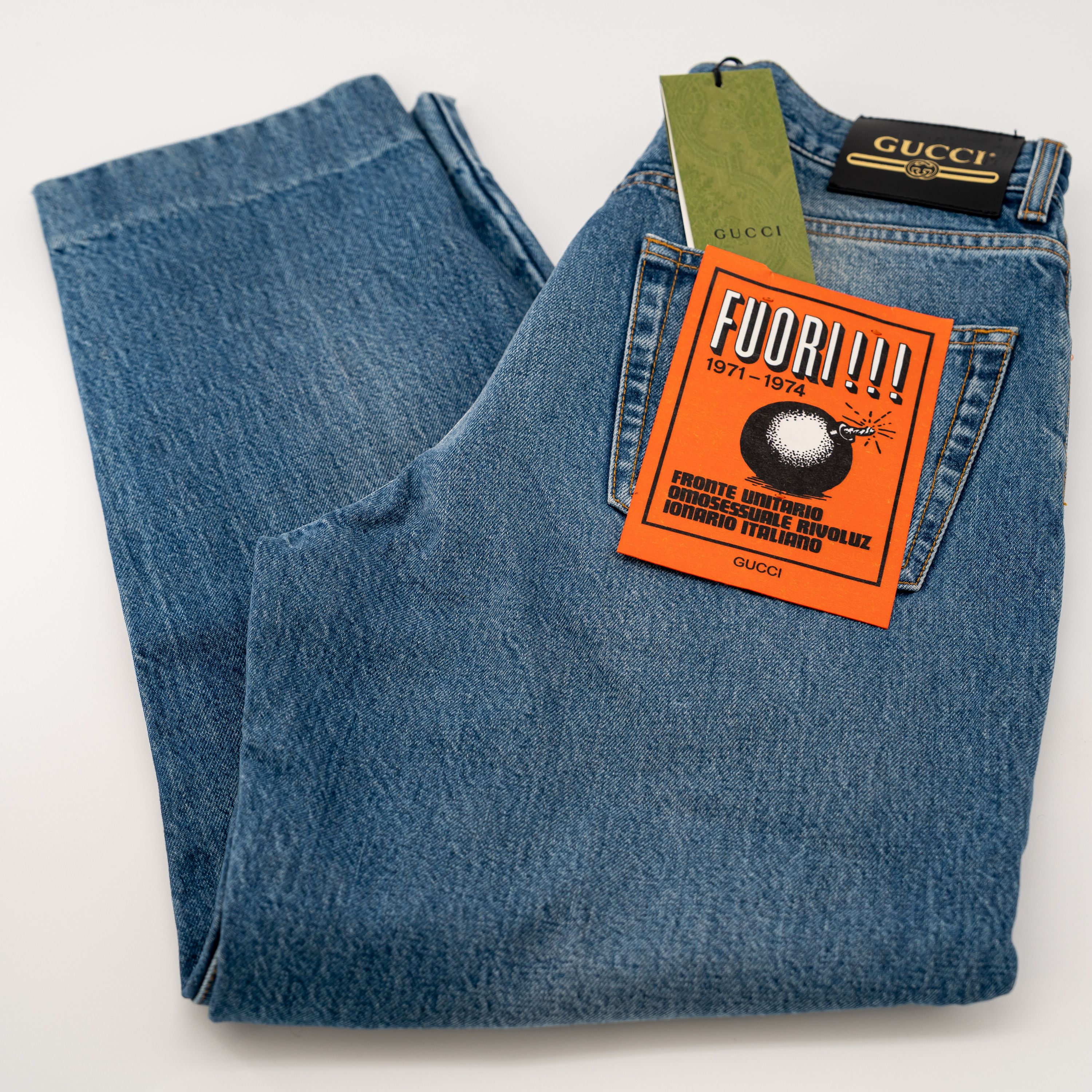 Gucci 32 - Gucci Washed Organic Denim Pant Label Jeans Tapered Size US 32 / EU 48 - 7 Thumbnail