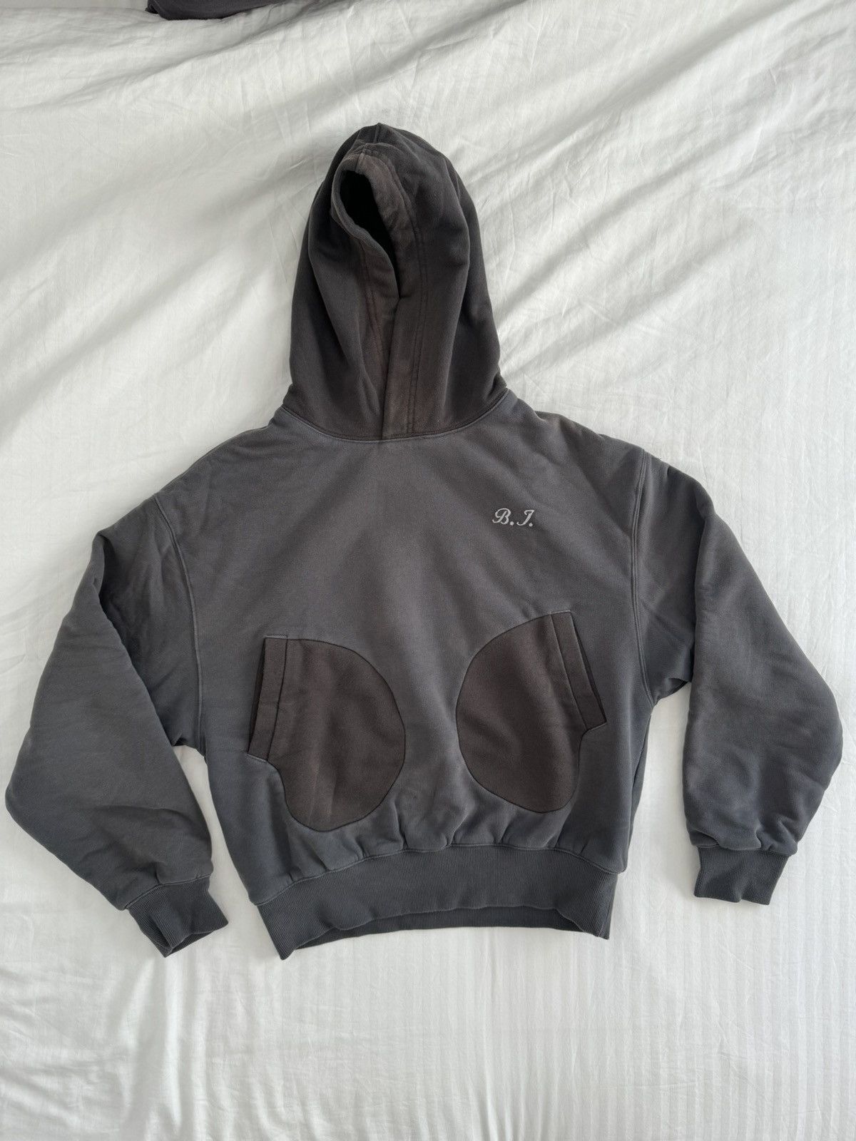 image of Vintage Bleeding Indigo Boxing Glove Hoodie Grey, Men's (Size Medium)