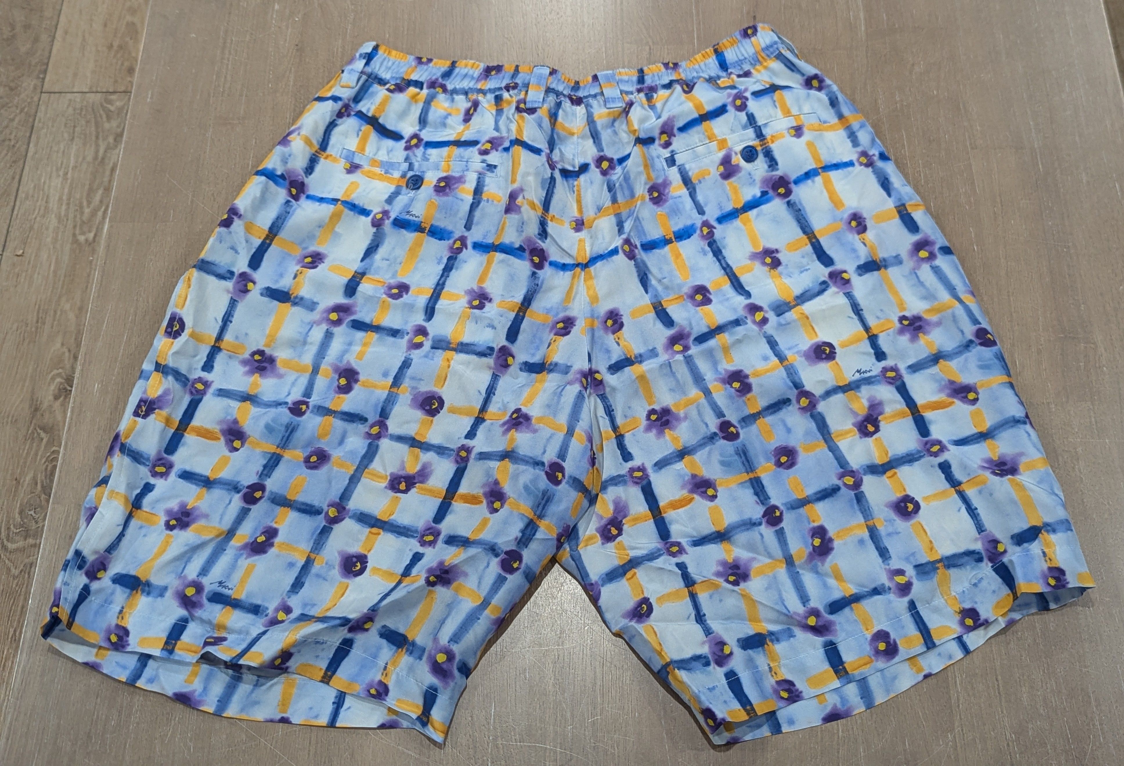 Marni MARNI Paintstroke Floral Silk Shorts Light Blue 54 US 38 Size US 38 / EU 54 - 4 Thumbnail