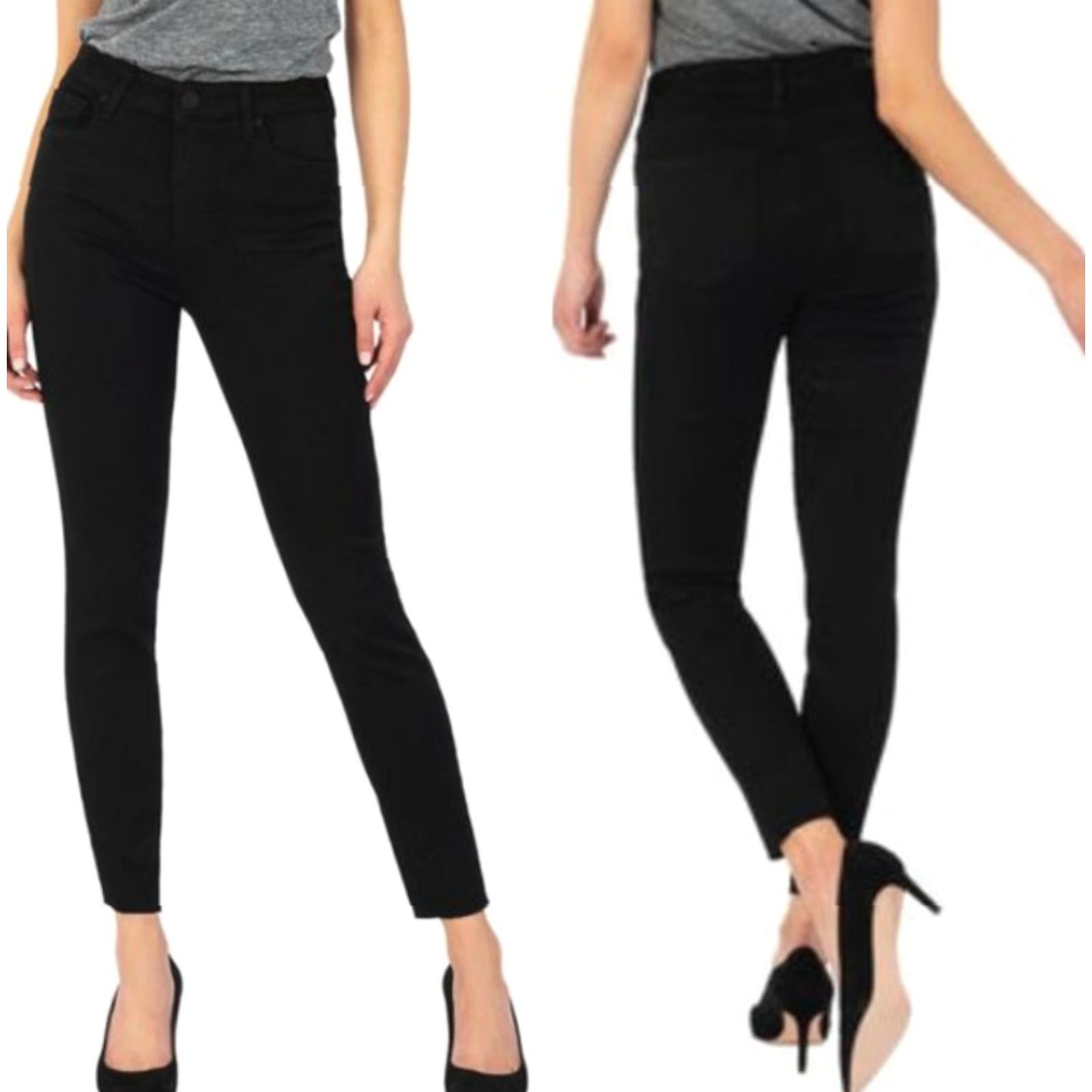 Vintage Kut from the Kloth Womens Black Donna Ankle Skinny Midrise 5-Pocket Pants 4 Ponte knit Stretch Comfort Size 27" / US 4 / IT 40 - 2 Thumbnail