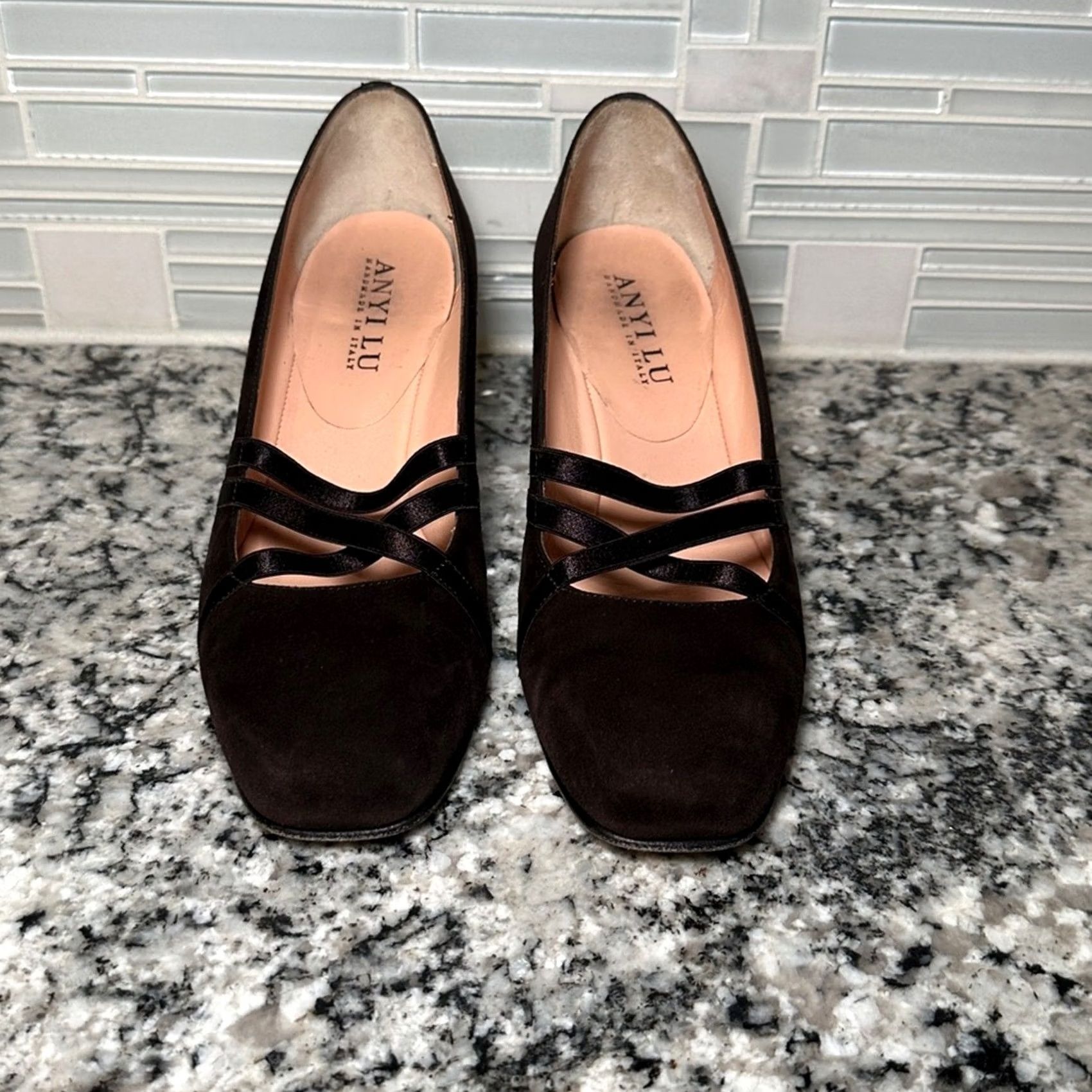 Vintage VINTAGE Anyi Lu Made in Italy Dark Brown Suede Heels Strappy Women 38.5 8.5 Brown Size US 9 / IT 39 - 3 Thumbnail