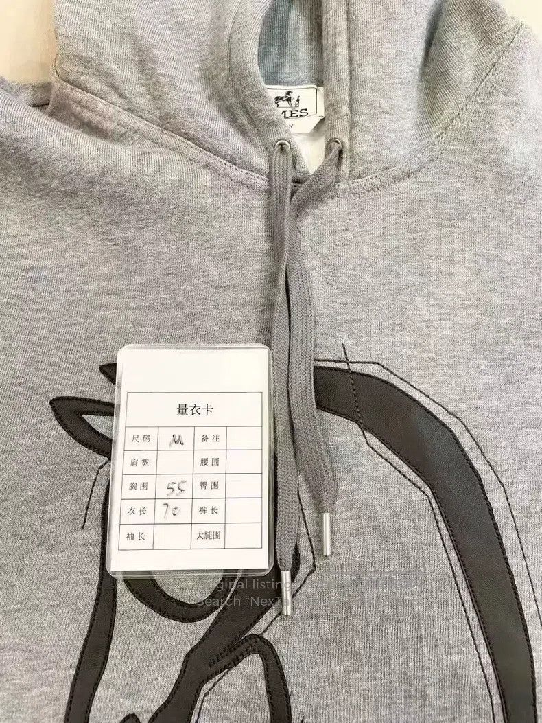Hermes Hermes Hooded grey sweatshirt with horse head Size US M / EU 48-50 / 2 - 7 Thumbnail