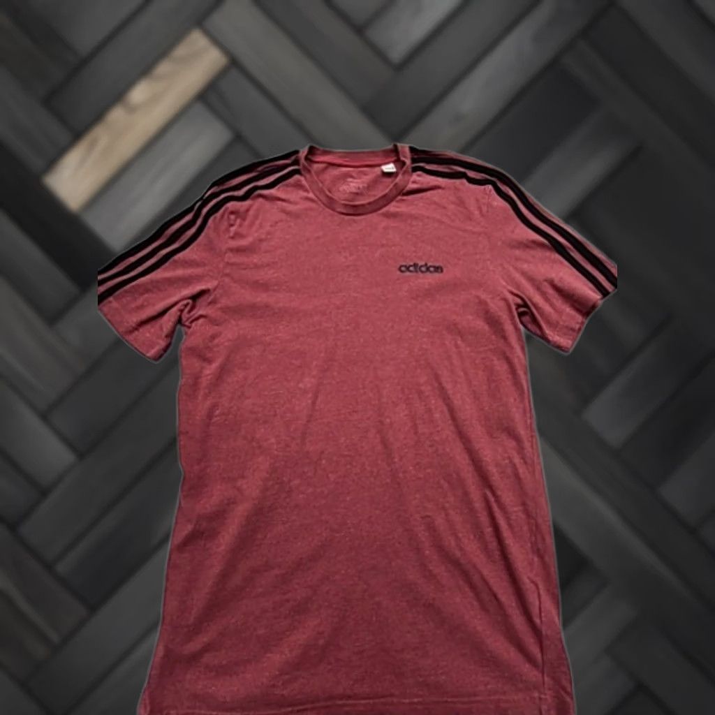 Adidas Adidas Men’s Burgundy 3 Stripes T-Shirt M Short Sleeve Crew Regular Mens Size US M / EU 48-50 / 2 - 1 Thumbnail