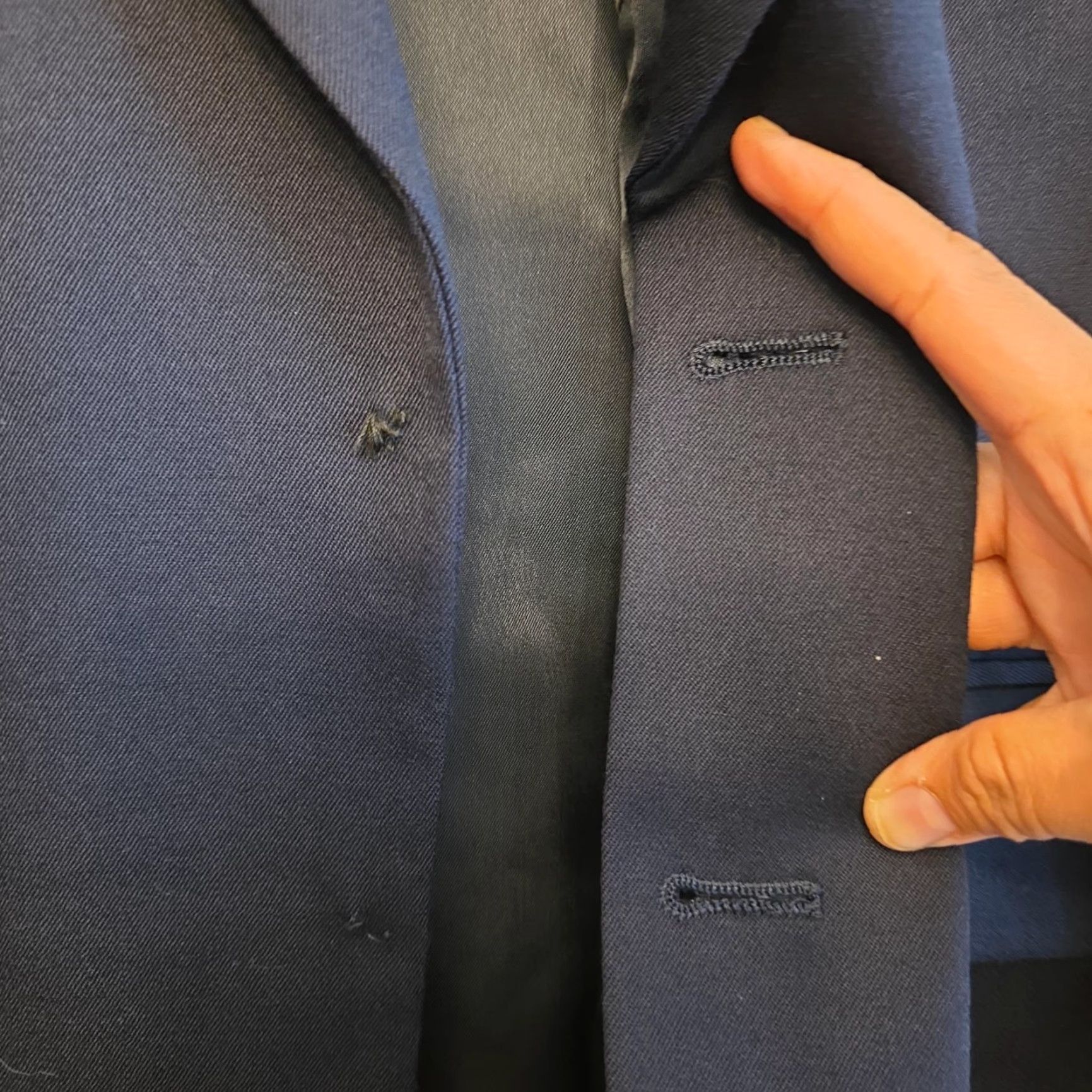 Oscar De La Renta Oscar de la Renta Suit Jacket Mens 40 Blue Classic Formal Colombia FLAWS Size 40R - 3 Thumbnail