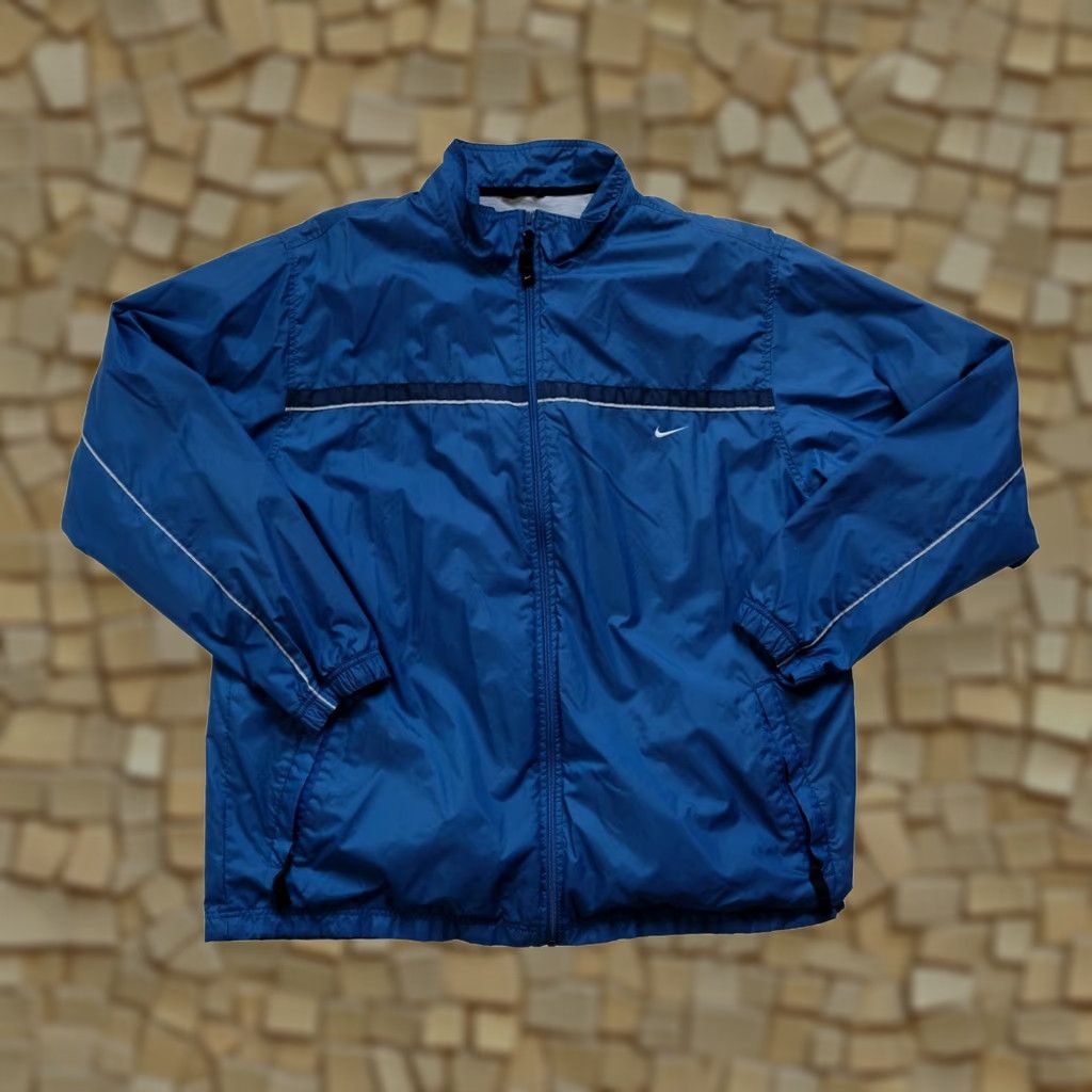 Nike VINTAGE Nike Windbreaker Jacket XL Blue Full Zip Nylon Active Sports-Logo Mini Swoosh Size US XL / EU 56 / 4 - 1 Thumbnail